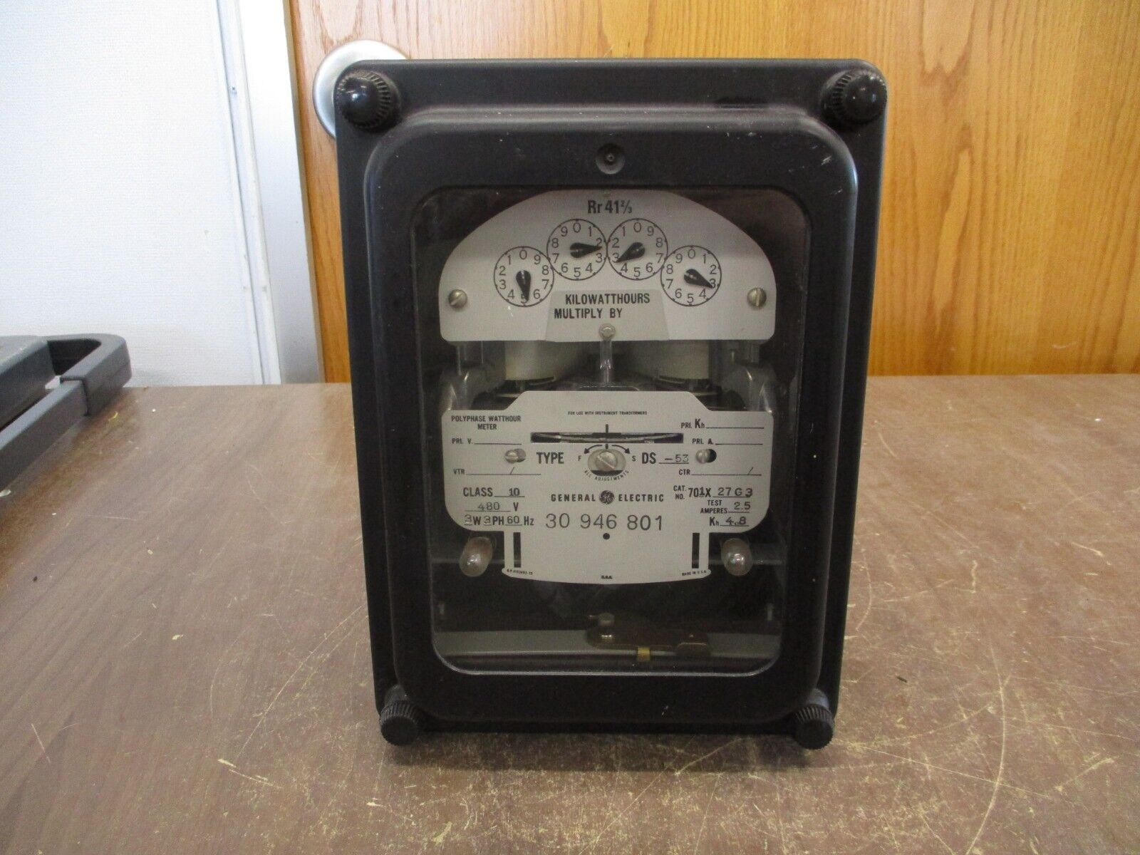 GE Type DS-53 Kilowatthour Meter 701X27G3 480V 3W 3Ph 60Hz Used