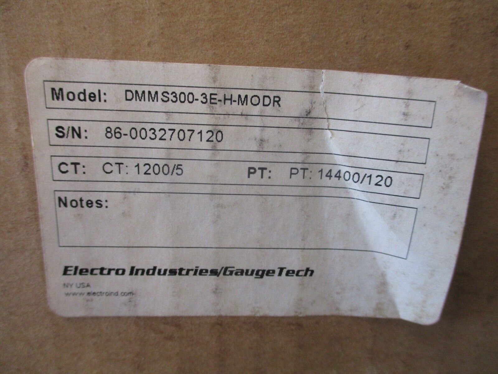 Electro Industries/GaugeTech Power Meter DMMS300-3E-H-MODR
