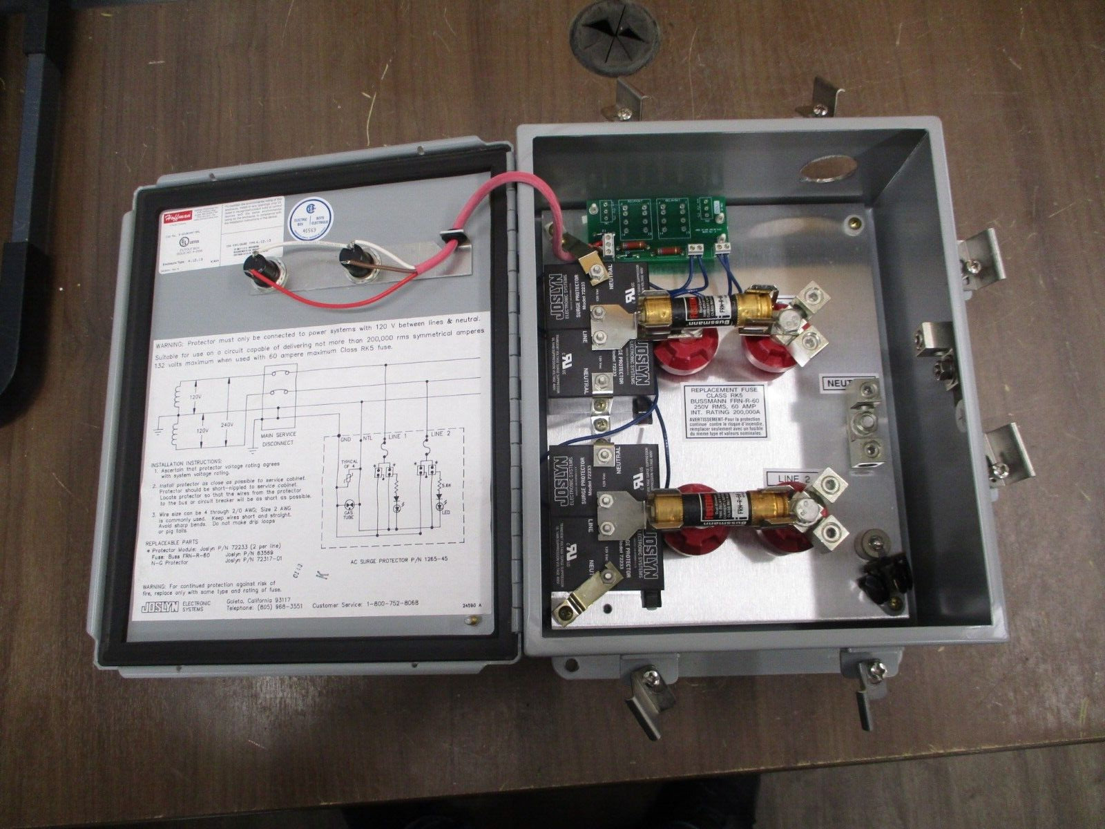 Joslyn Surgitron I AC Surge Protector 1265-45 120/240V 1Ph 3W 50/60Hz Used