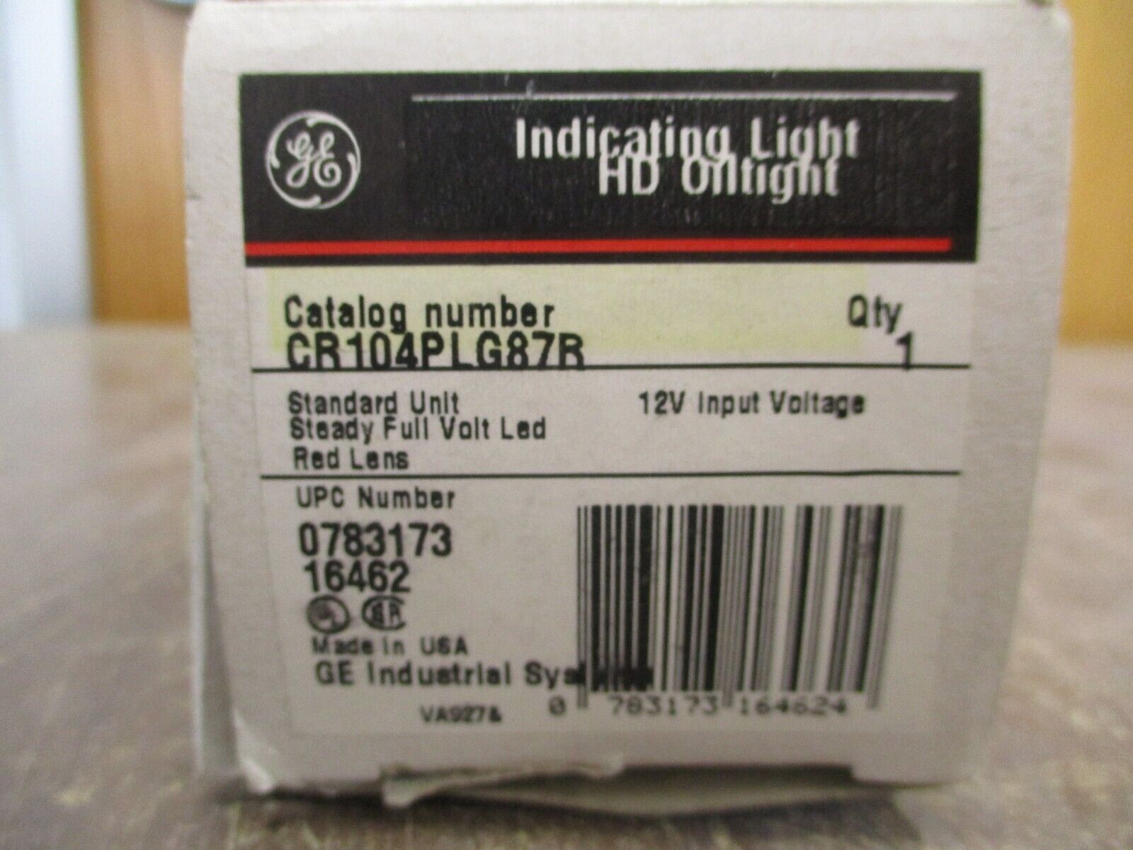 GE Indicator Light CR104PLG87R 12V Red Lens New Surplus