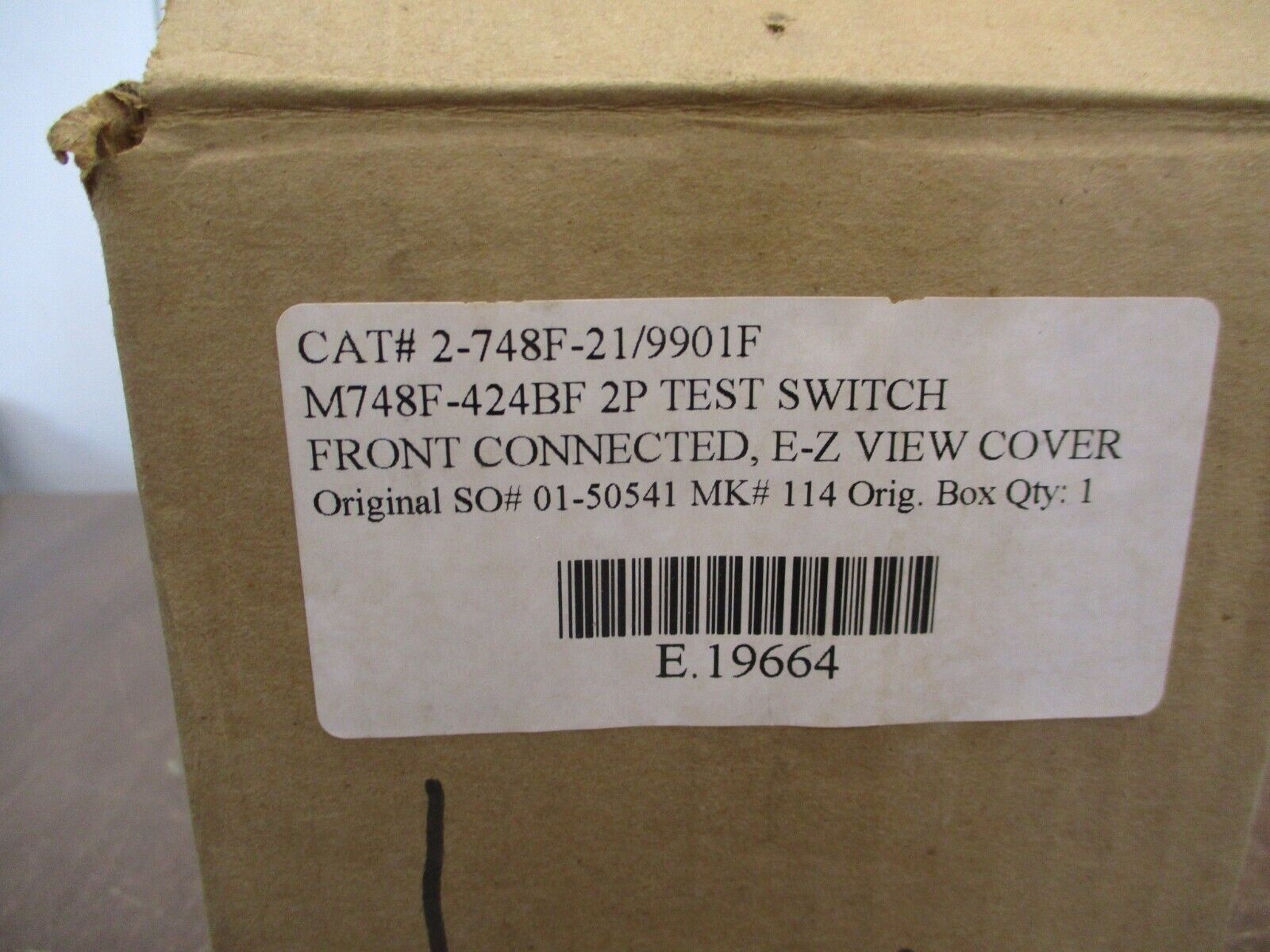 Durham Test Switch 2-748F-21 30A 600V 2P New Surplus