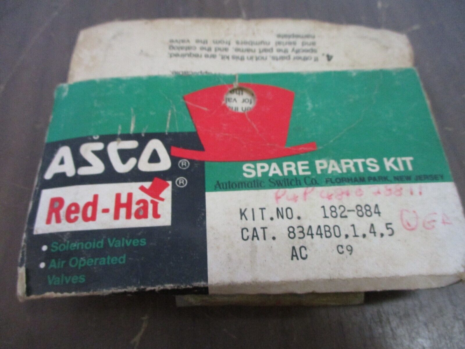 Asco Red-Hat Spare Parts Kit 182-884 Cat #: 8344B0,1,4,5 New Surplus