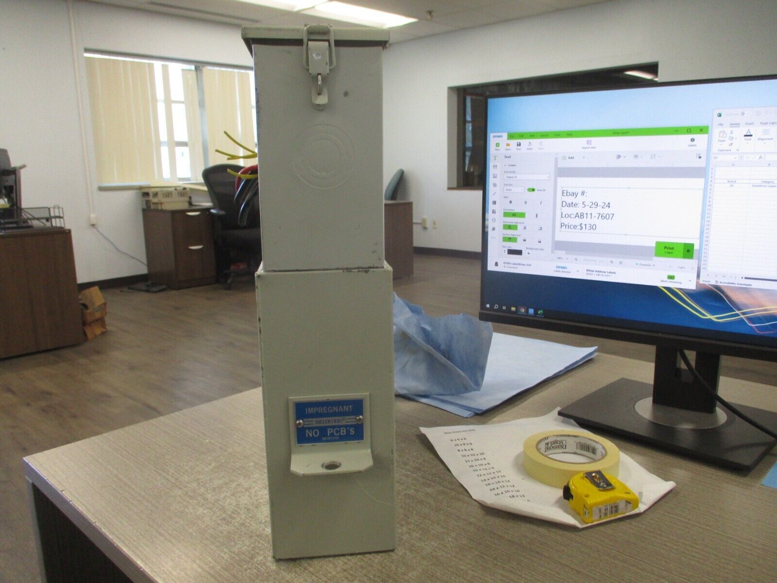 GE Dielektrol Capacitor 55L345KD 20 KVAR 480V 60Hz 3Ph Used