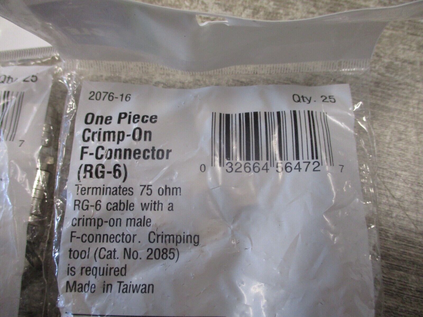 Eagle Electric One Piece Crimp-On F-Connector  2076-16 For 75ohm RG-6 Cable