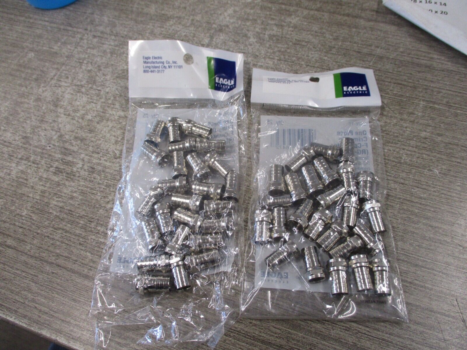 Eagle Electric One Piece Crimp-On F-Connector  2076-16 For 75ohm RG-6 Cable