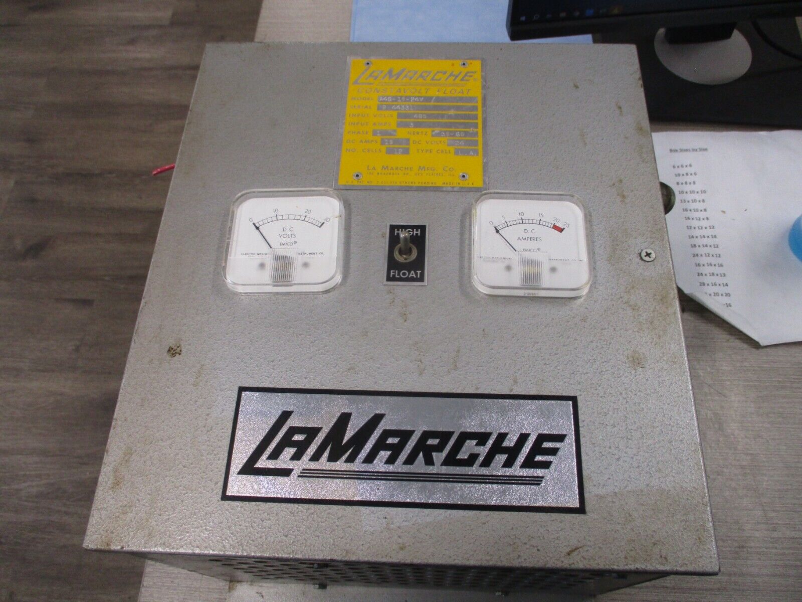 LaMarche ConstaVolt Float Battery Charger A46-10-24V Input: 480V 1Ph 50-60Hz