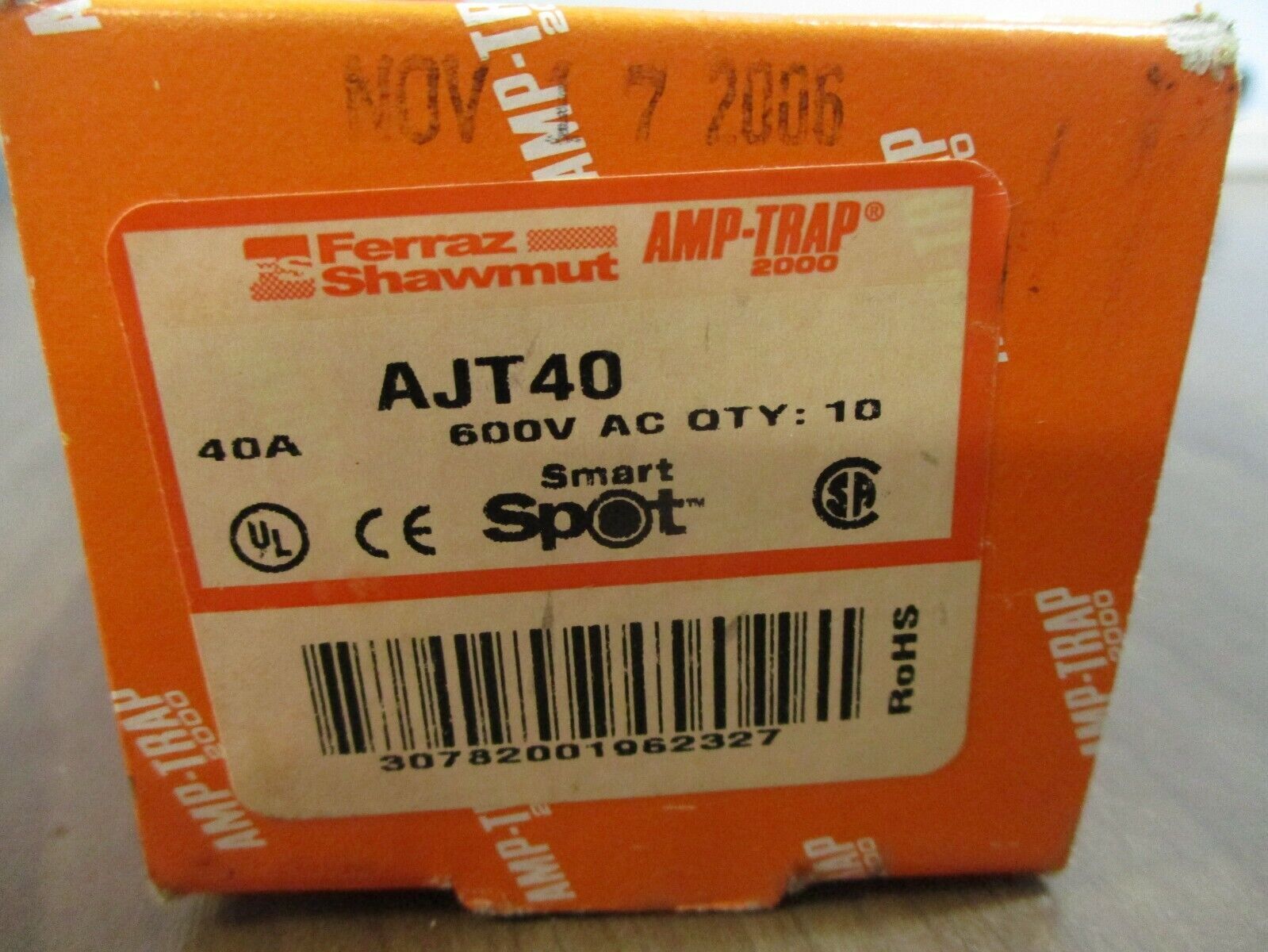 Ferraz Shawmut Amp-Trap 2000 Fuse AJT40 40A 600V *Box of 3* New Surplus