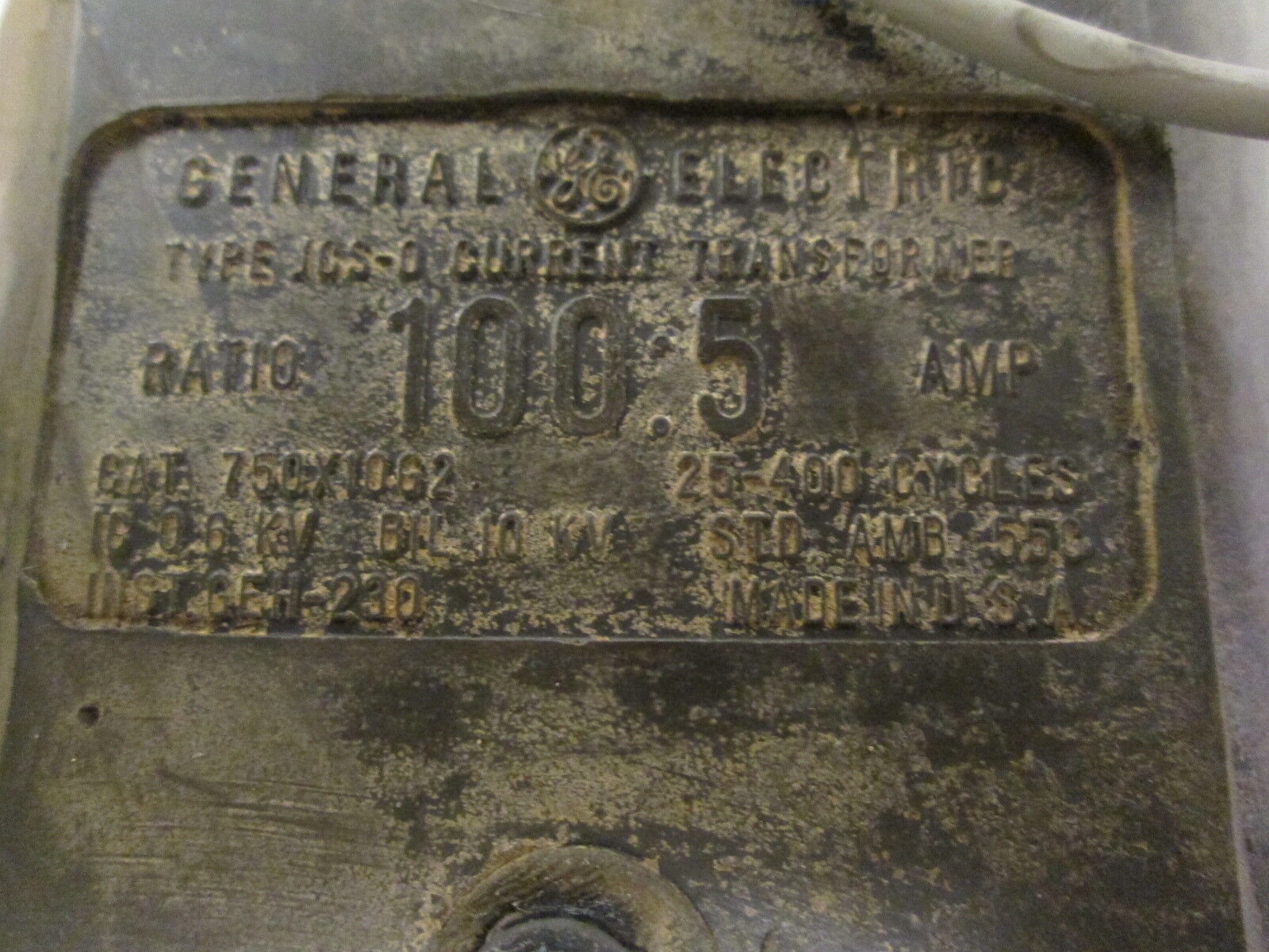 GE Type JCS-0 Current Transformer 750X10G2 Ratio 100:5A 600V 25-400Hz Used