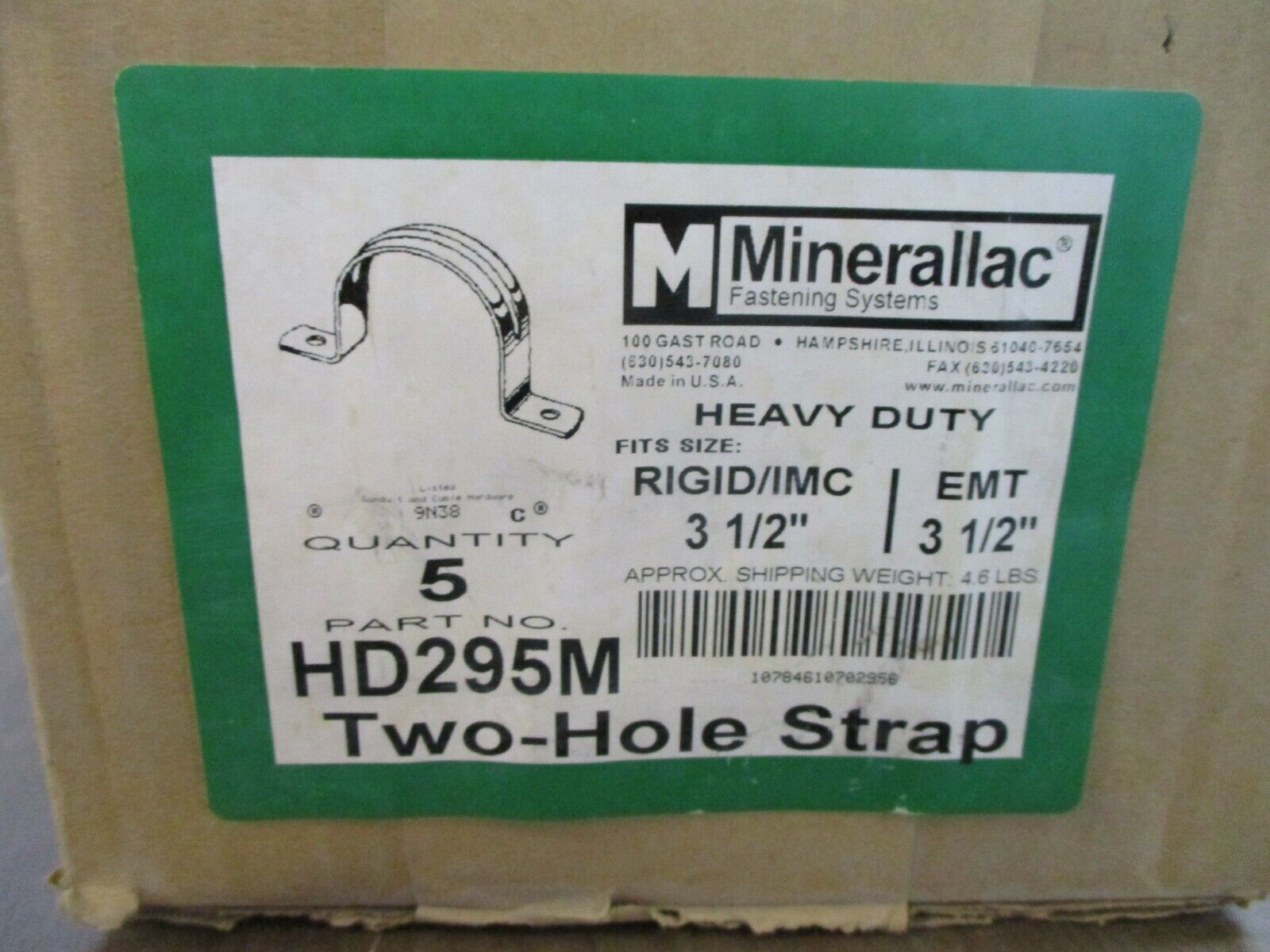 Minerallac Two-Hole Strap HD295M 3½" *Box of 5* New Surplus