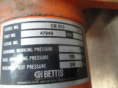 GH Bettis CB 315 Pneumatic Actuator 47946 120PSI Max Used