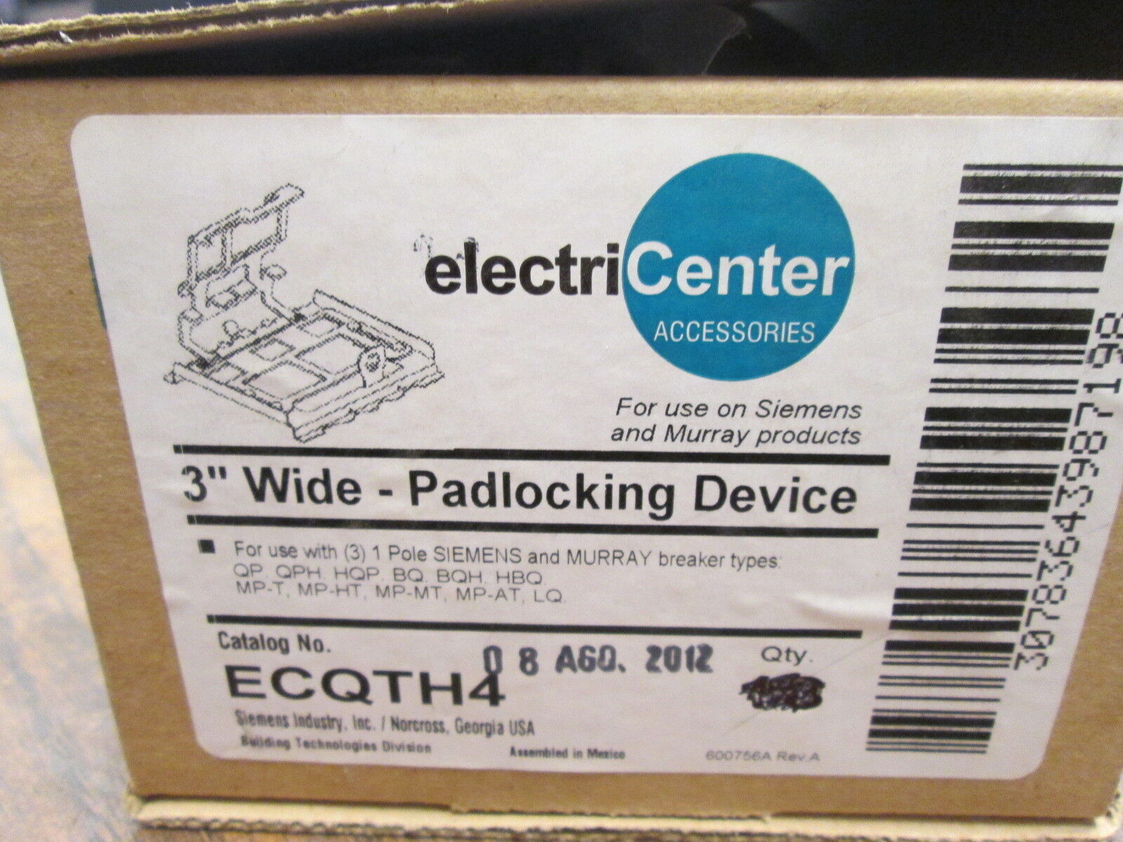 Siemens ElectriCenter Padlocking Device ECQTH4 3" Wide *Box of 14* New Surplus