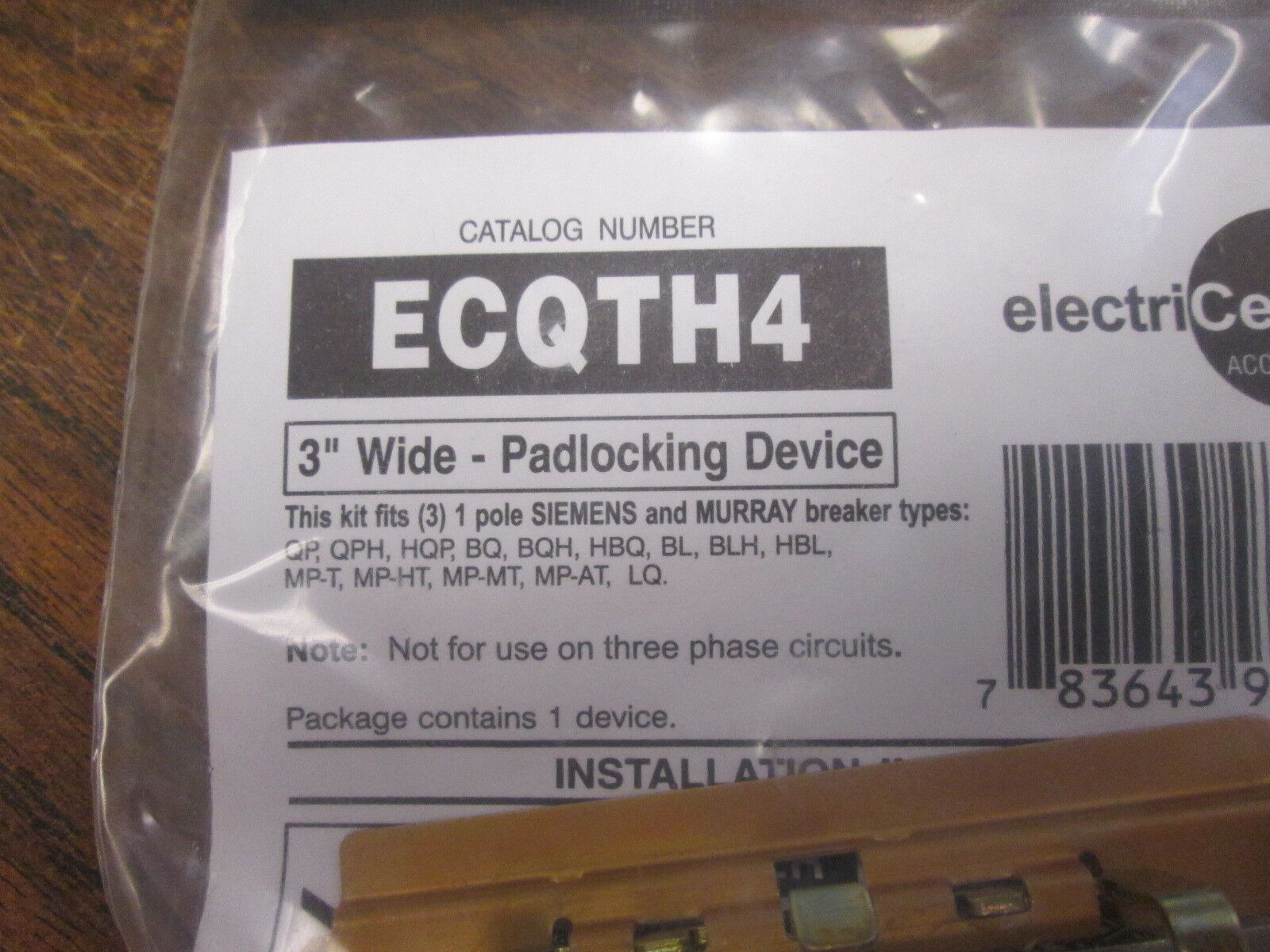 Siemens ElectriCenter Padlocking Device ECQTH4 3" Wide *Box of 14* New Surplus