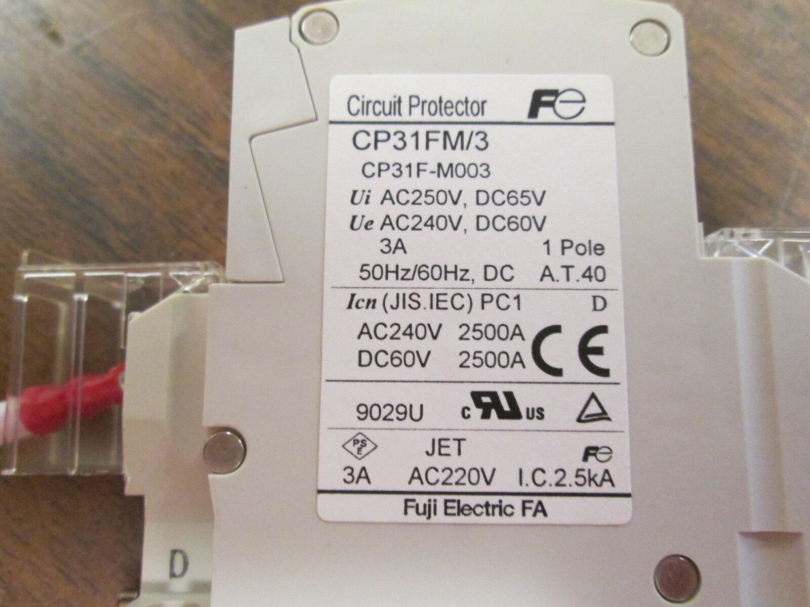 Fuji Electric Circuit Protector CP31FM/3 3A 1P 240V *Lot of 2* Used