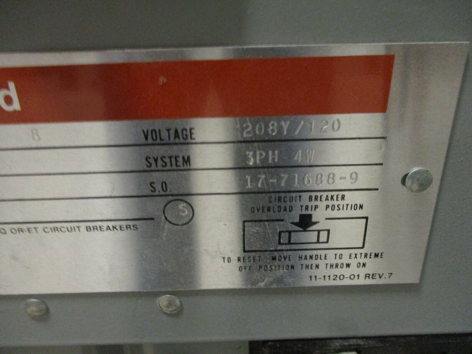 ITE Main Breaker Circuit Breaker Panel CDP-7 225A Max 208Y/120 3Ph 4W Used