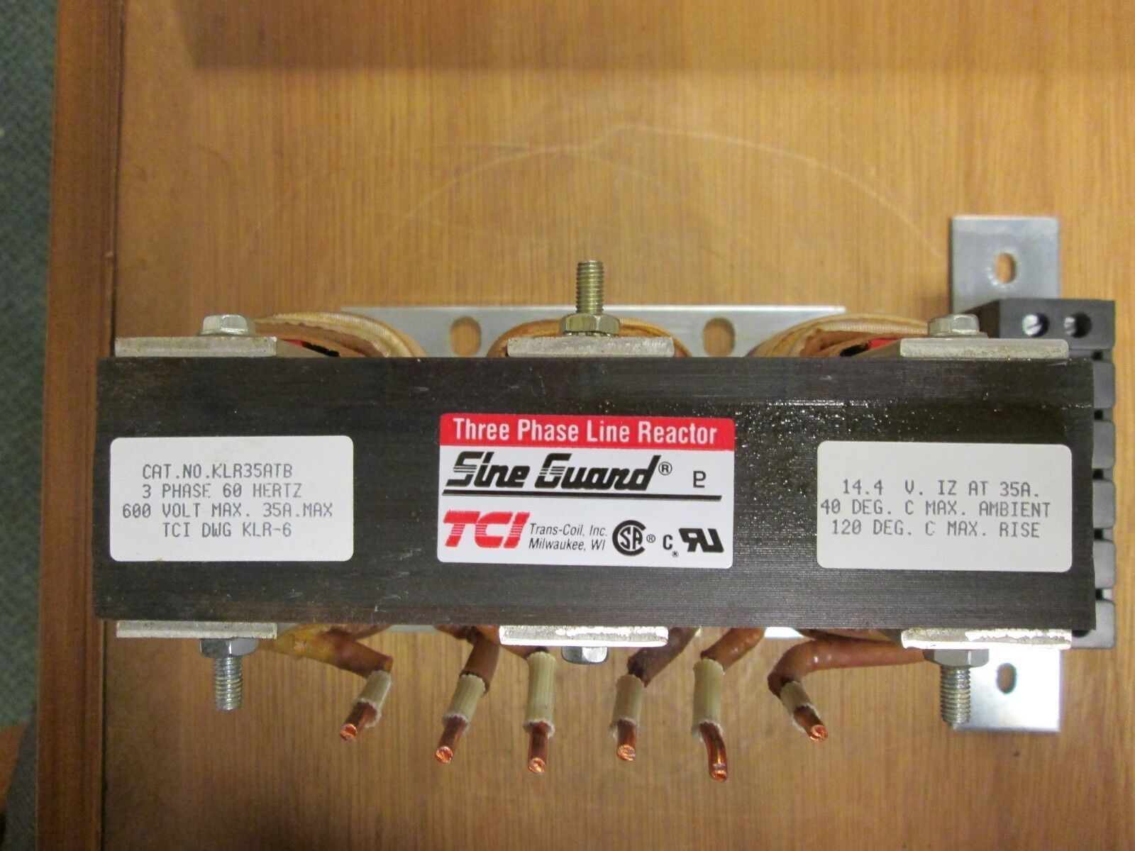 TCI Sine Guard 3 Phase Reactor KLR35ATB 35A 600V Used
