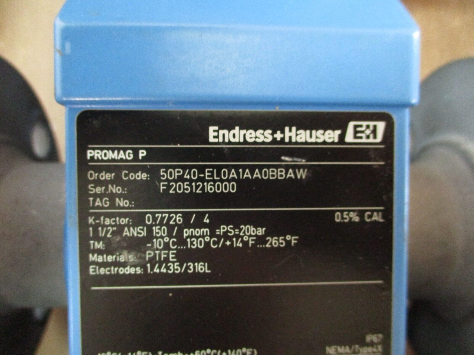 Endress+Hauser Promag Flow Meter 50P40-EL0A1AA0BBAW 20-55VAC 16-62VDC 1 1/2"