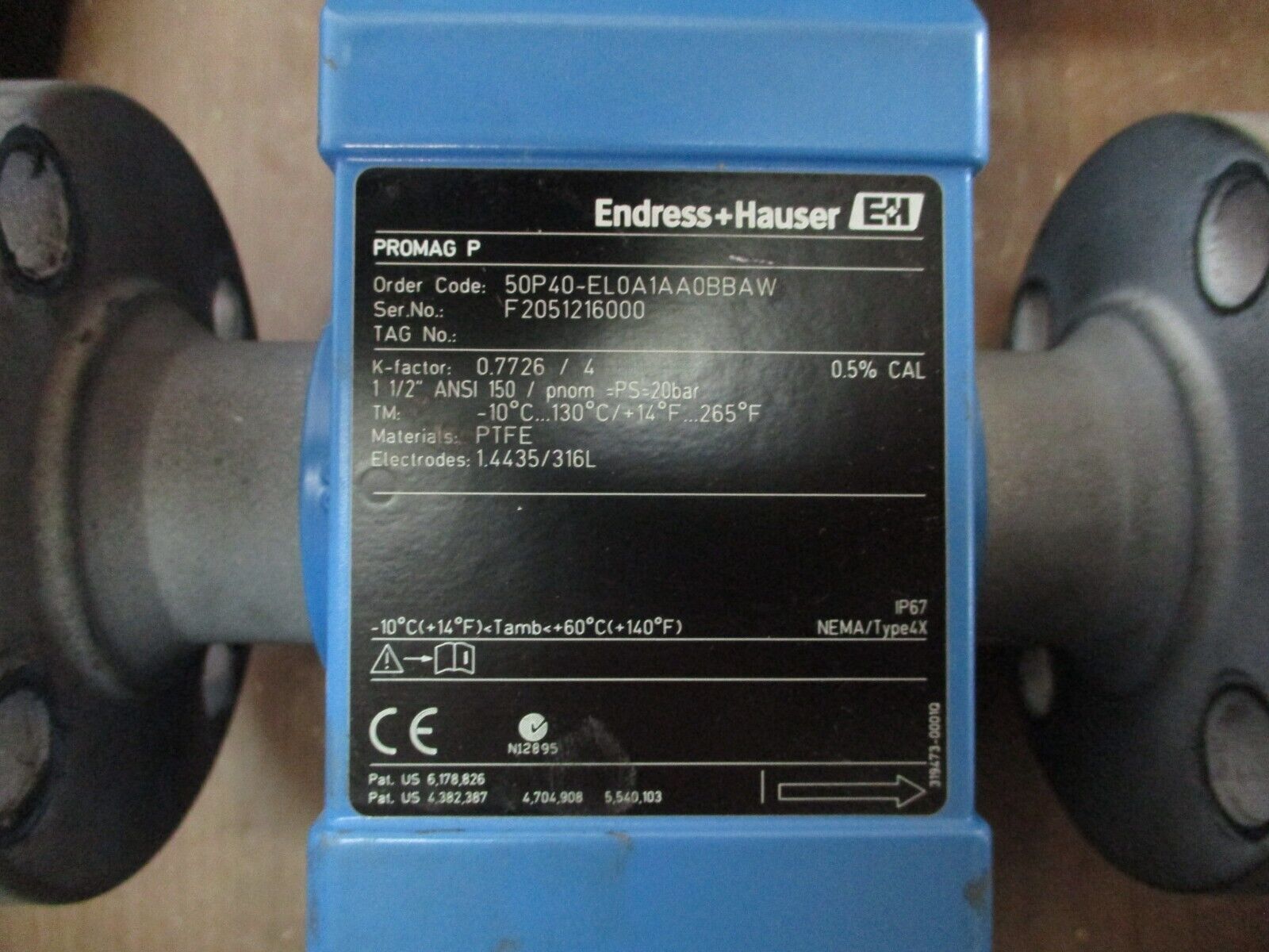 Endress+Hauser Promag Flow Meter 50P40-EL0A1AA0BBAW 20-55VAC 16-62VDC 1 1/2"