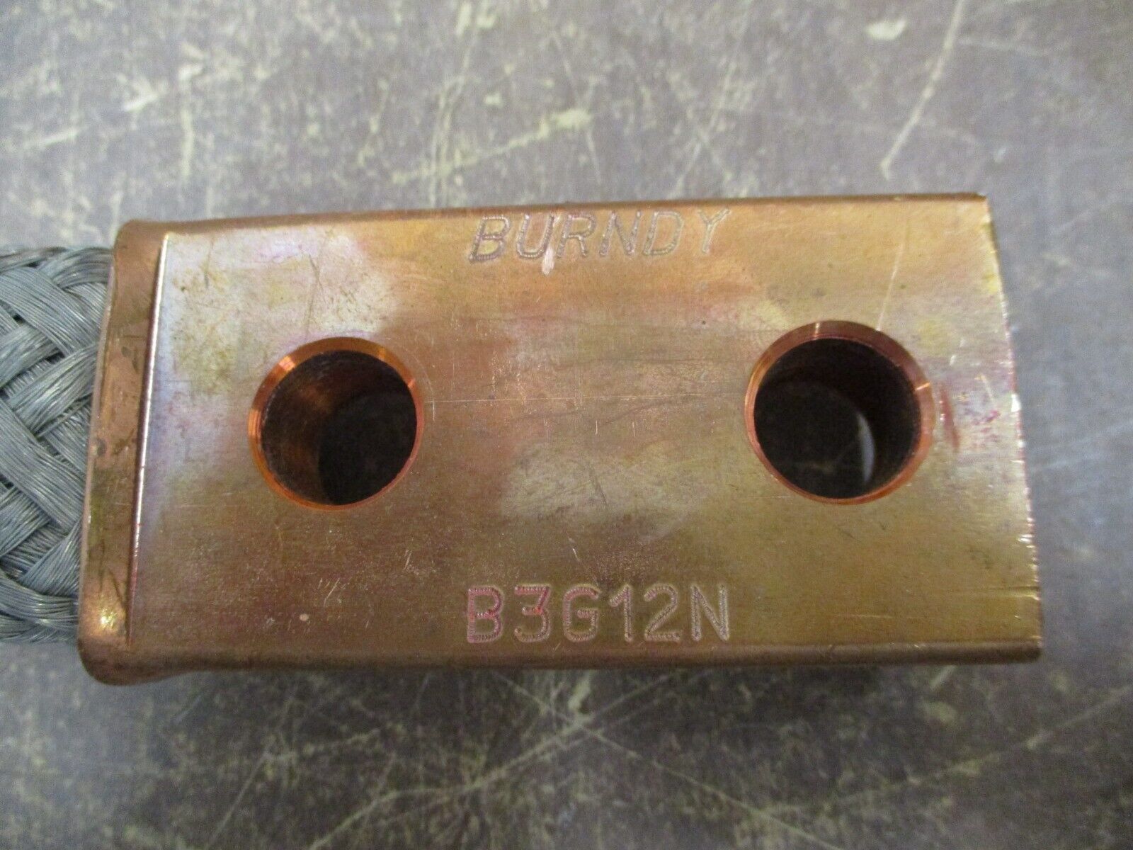 Burndy Flexible Copper Braid B3G12N 2-Hole Used