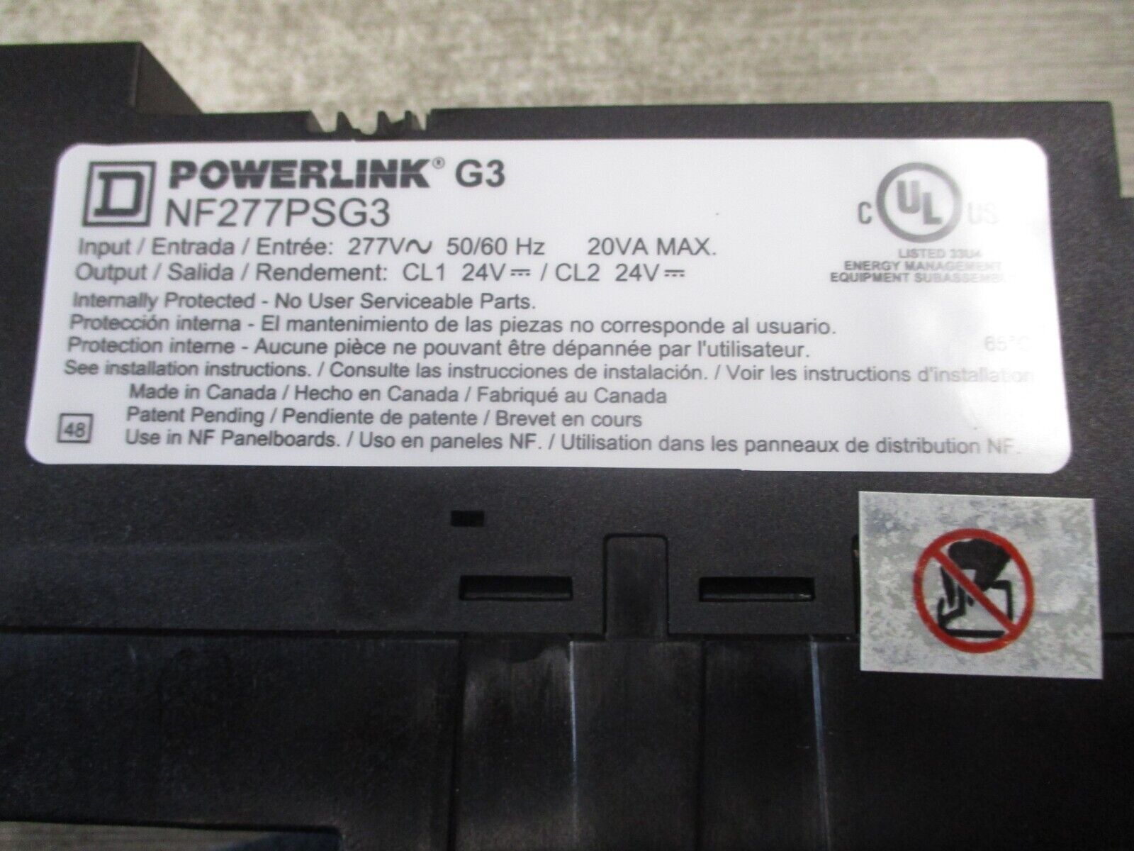 Square D Powerlink G3 Power Supply NF277PSG3 277V 50/60Hz *Wire Cut Short* Used
