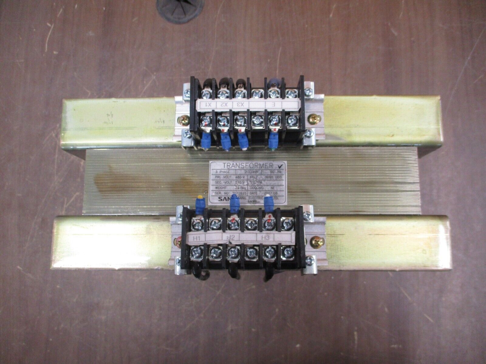 Sanil Transformer KKLZ-0096 H03 2.33kVA Pri: 480V Sec: 210V 3Ph 60Hz Used