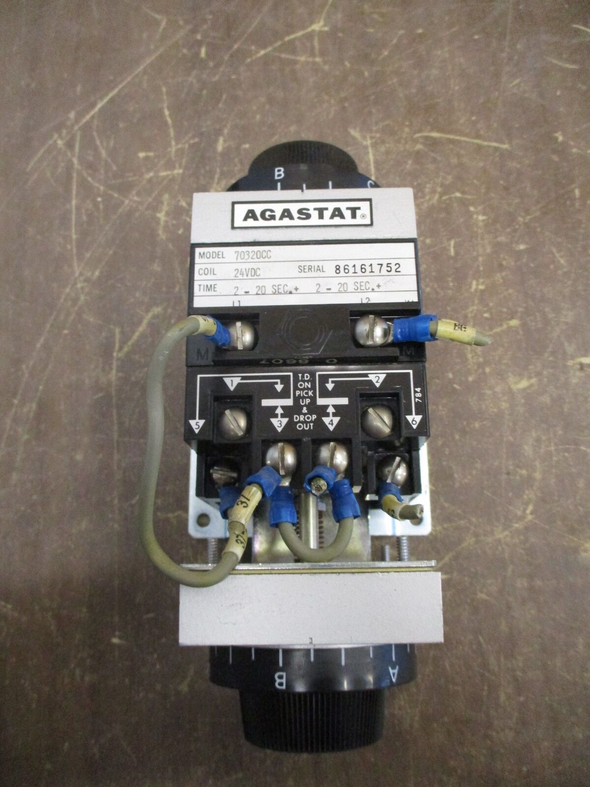 Agastat Timer 70320CC 24VDC Coil Time: 2-20 Sec Used