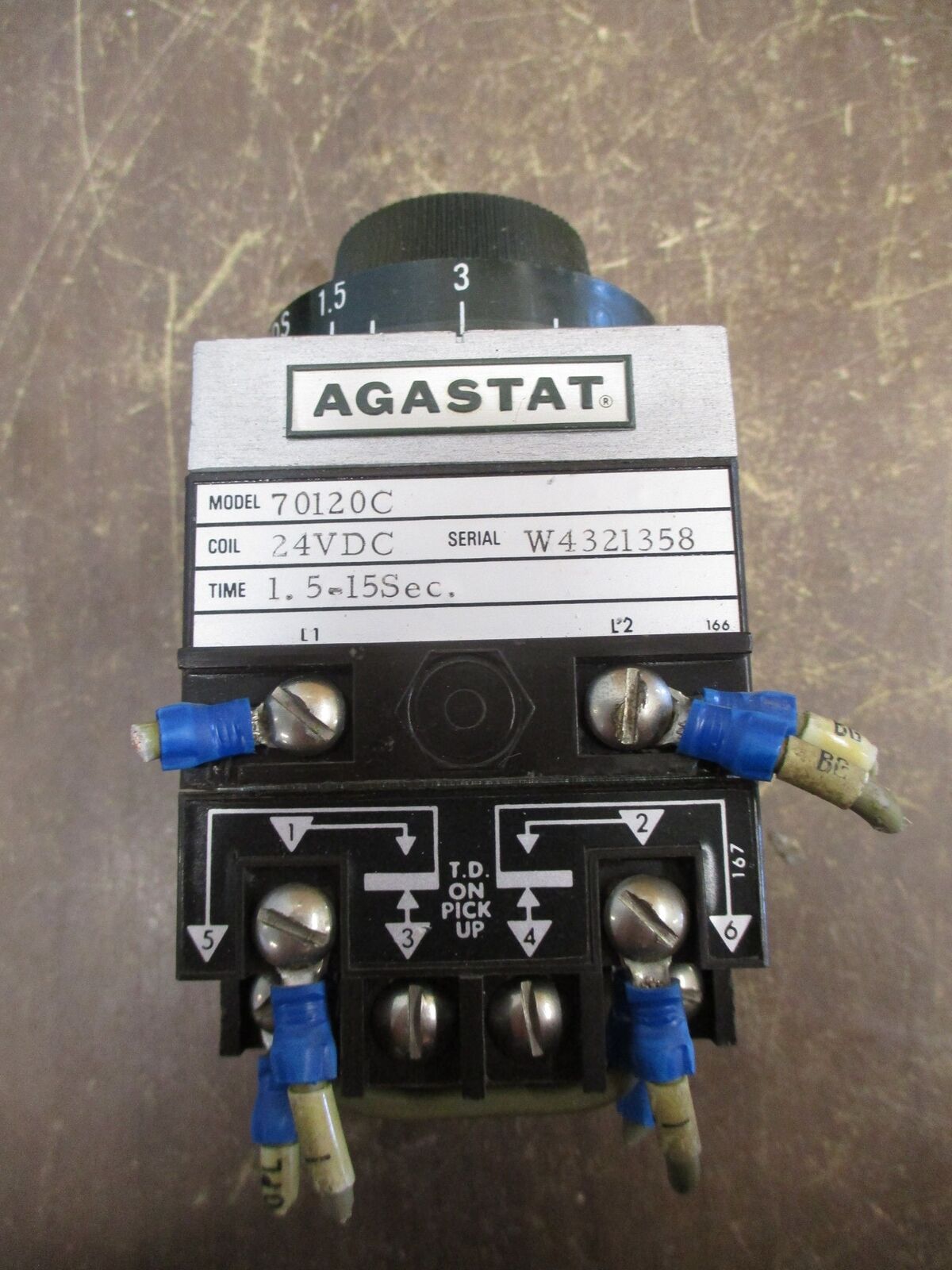 Agastat Timer 70120C 24VDC Coil Time: 1.5-15 Sec Used