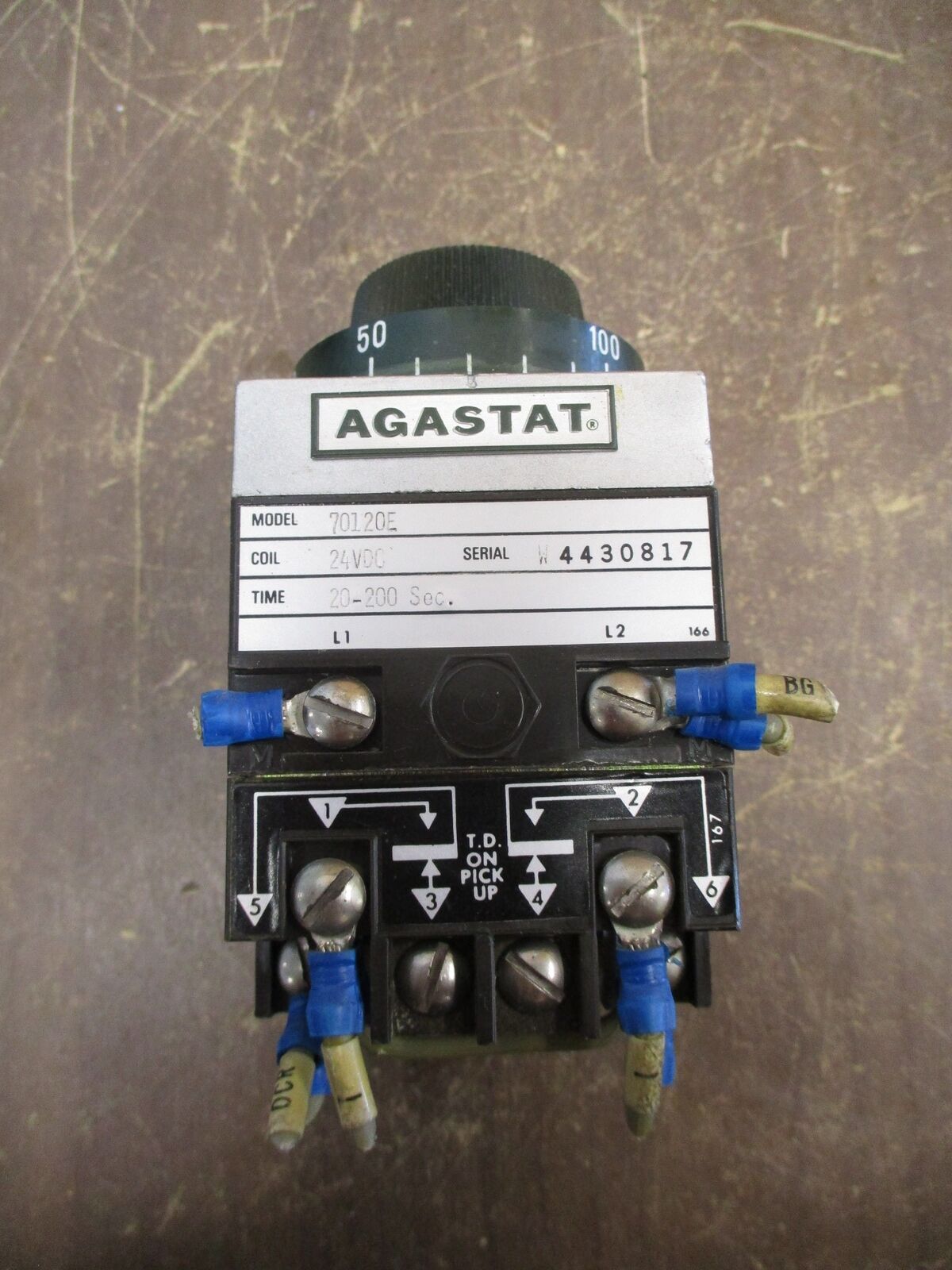 Agastat Timer 70120E 24VDC Coil Time: 20-200 Sec Used