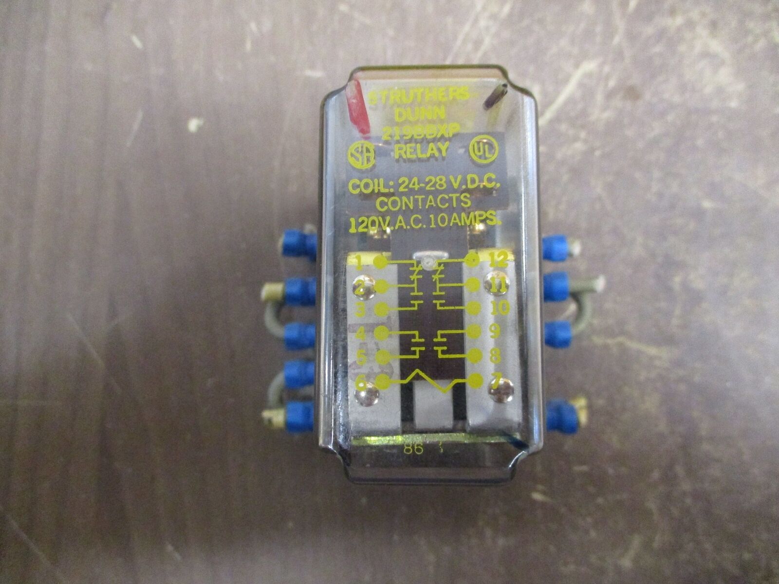 Struthers Dunn Relay 219BBXP 24-28VDC Coil w/ Base Used