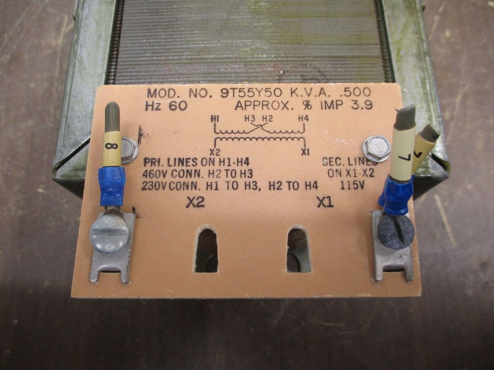 GE Transformer 9T55Y50 0.500kVA Pri: 230/460V Sec: 115V 60Hz Used