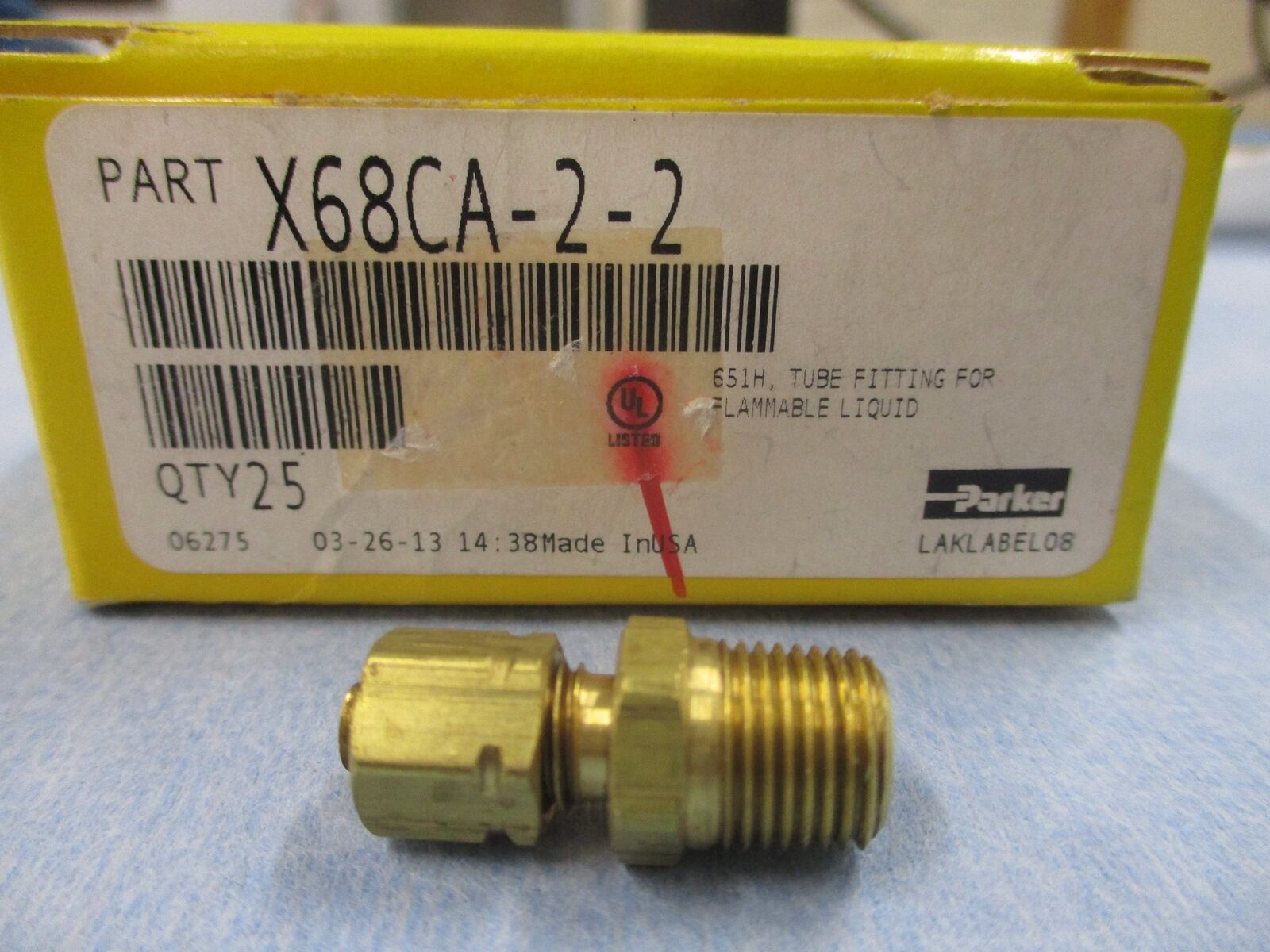 Parker Brass Compression Fitting X68CA-2-2 *Box Of 25* New Surplus