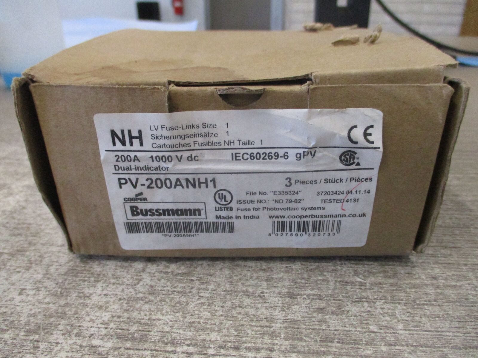 Bussmann Photovoltaic Fuse PV-200ANH1 200A 1000VDC *Box of 3* New Surplus
