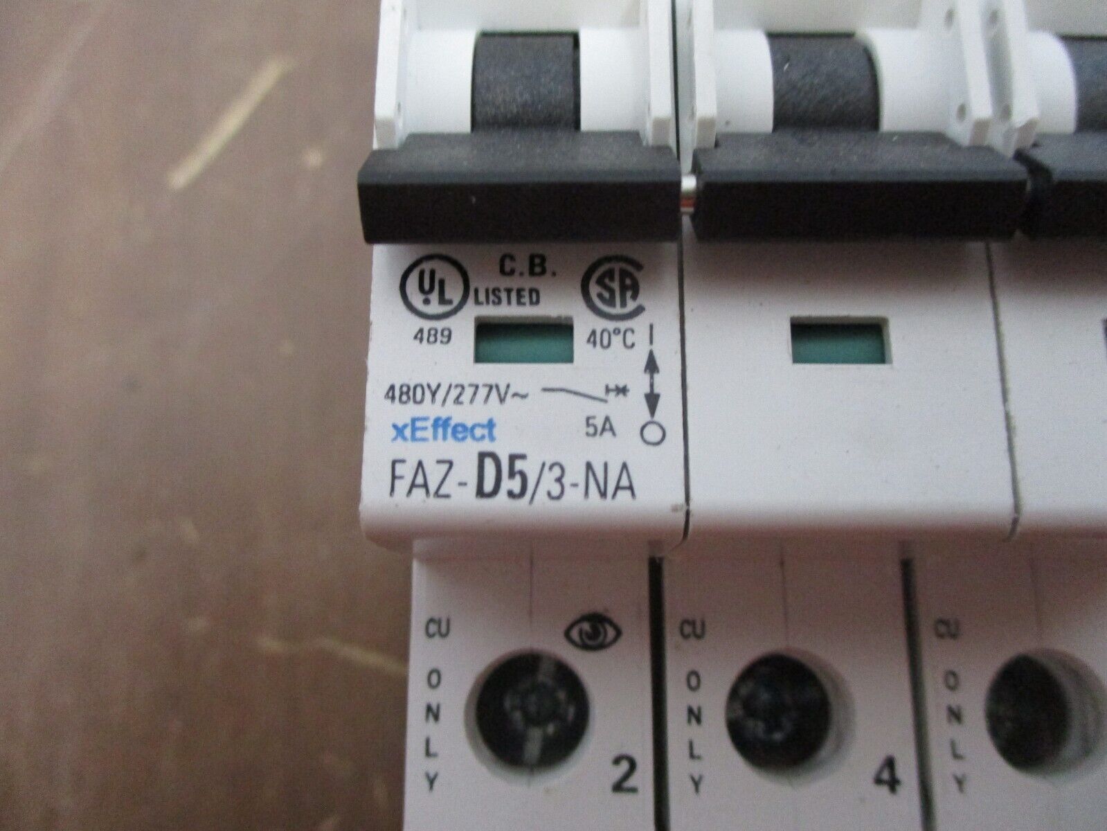 Eaton Circuit Breaker FAZ-D5 / 3-NA 5A 480Y/277V 3P Used