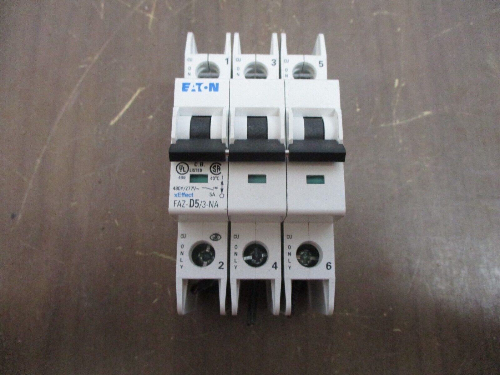 Eaton Circuit Breaker FAZ-D5 / 3-NA 5A 480Y/277V 3P Used