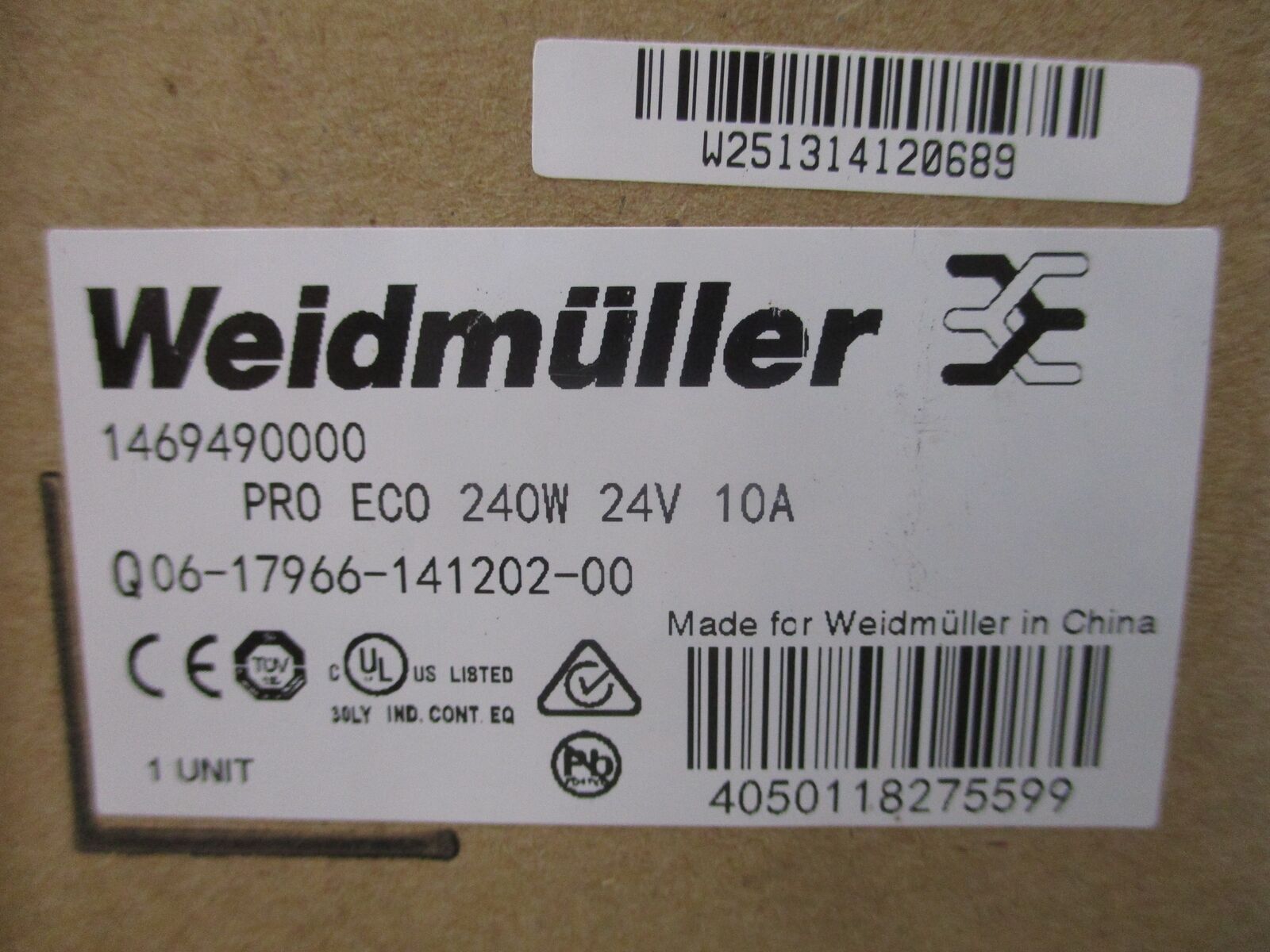 Weidmuller Power Supply 1469490000 240W 24V 10A New Surplus