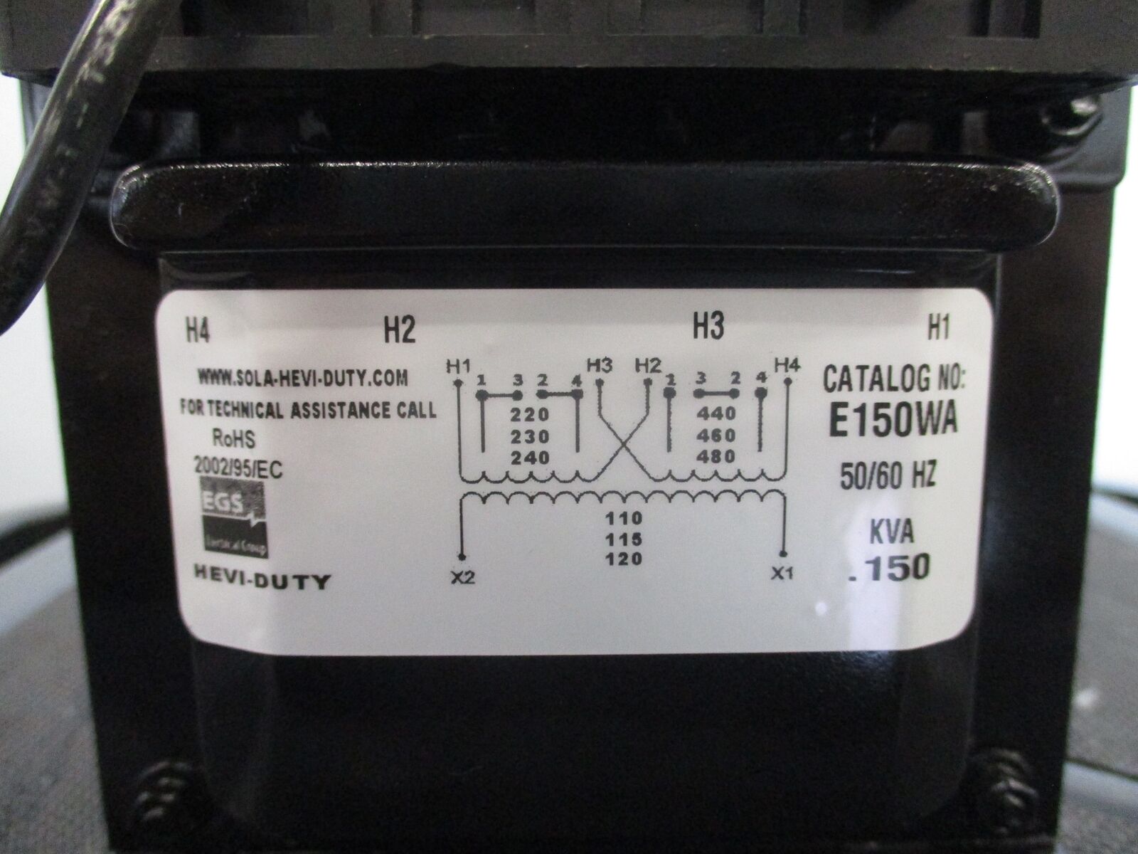 Hevi-Duty Transformer E150WA 0.150kVA Pri: 240/480V Sec: 120V 50/60Hz Used