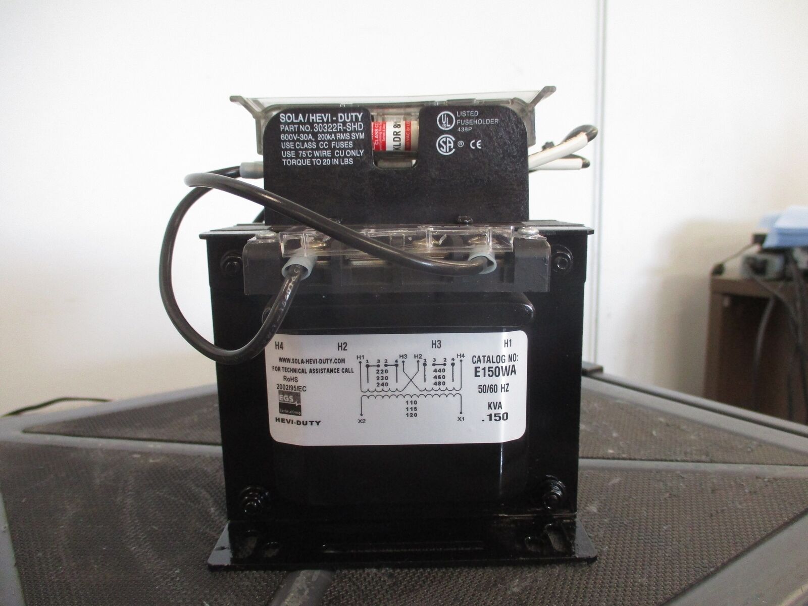Hevi-Duty Transformer E150WA 0.150kVA Pri: 240/480V Sec: 120V 50/60Hz Used