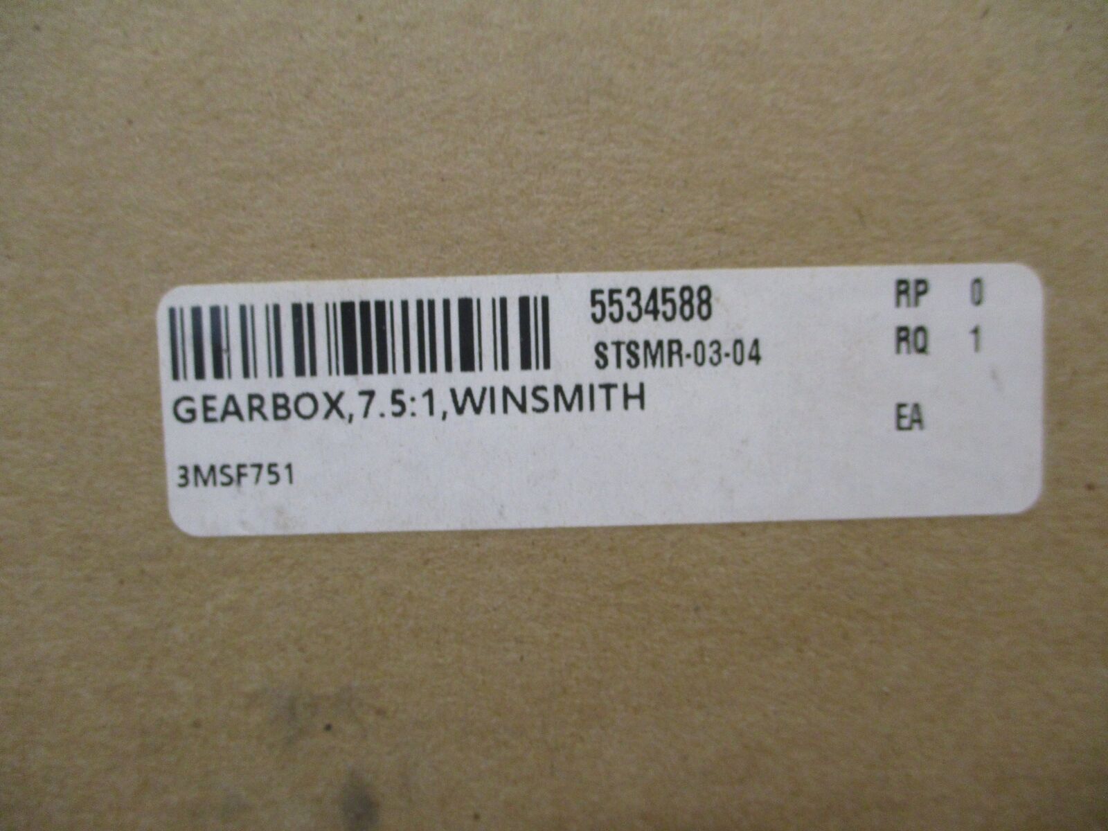 Winswmith Gear Reducer 3MSF751 Ratio 7.5:1 New Surplus