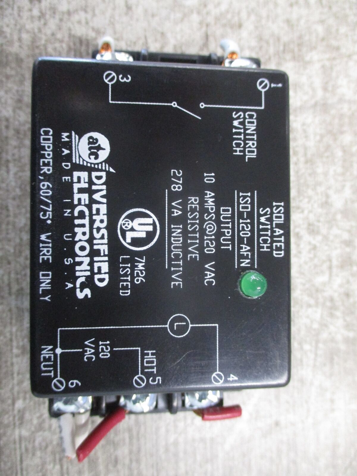 Diversified Electronics Isolated Switch ISO-120-AFN 120VAC 10A Used