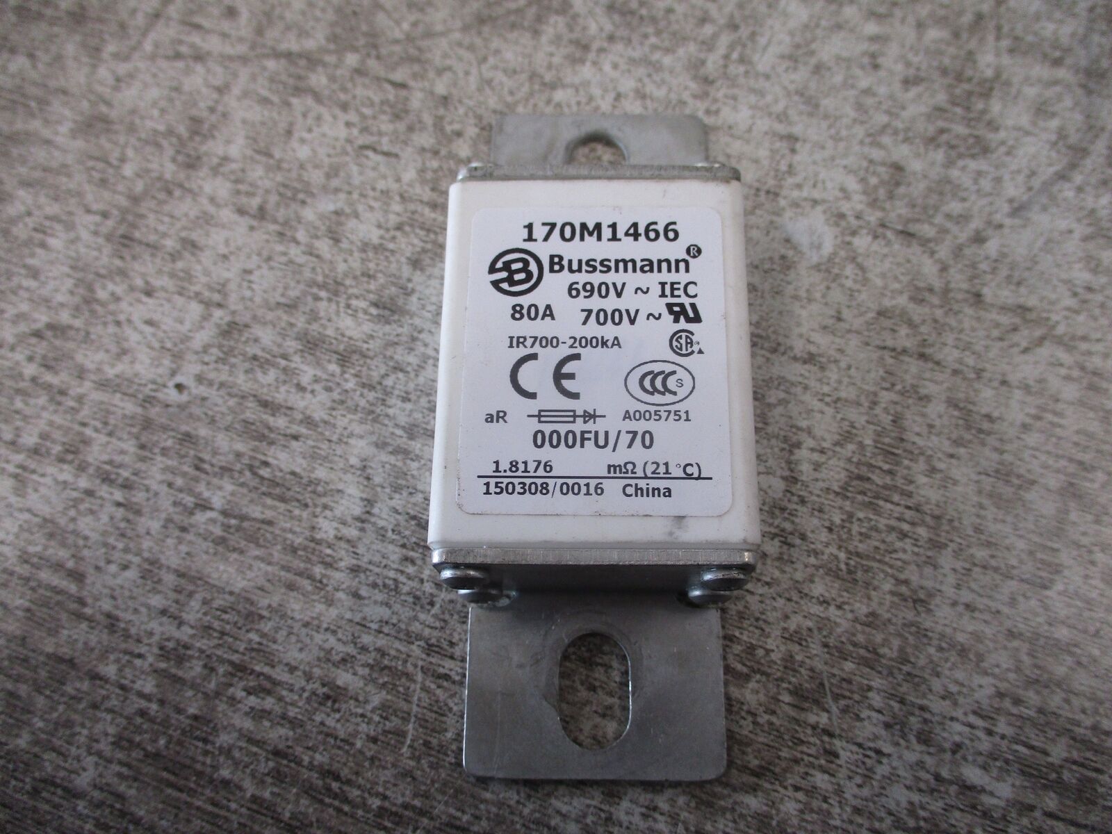 Bussmann Fuse 170M1466 80A 700V Used