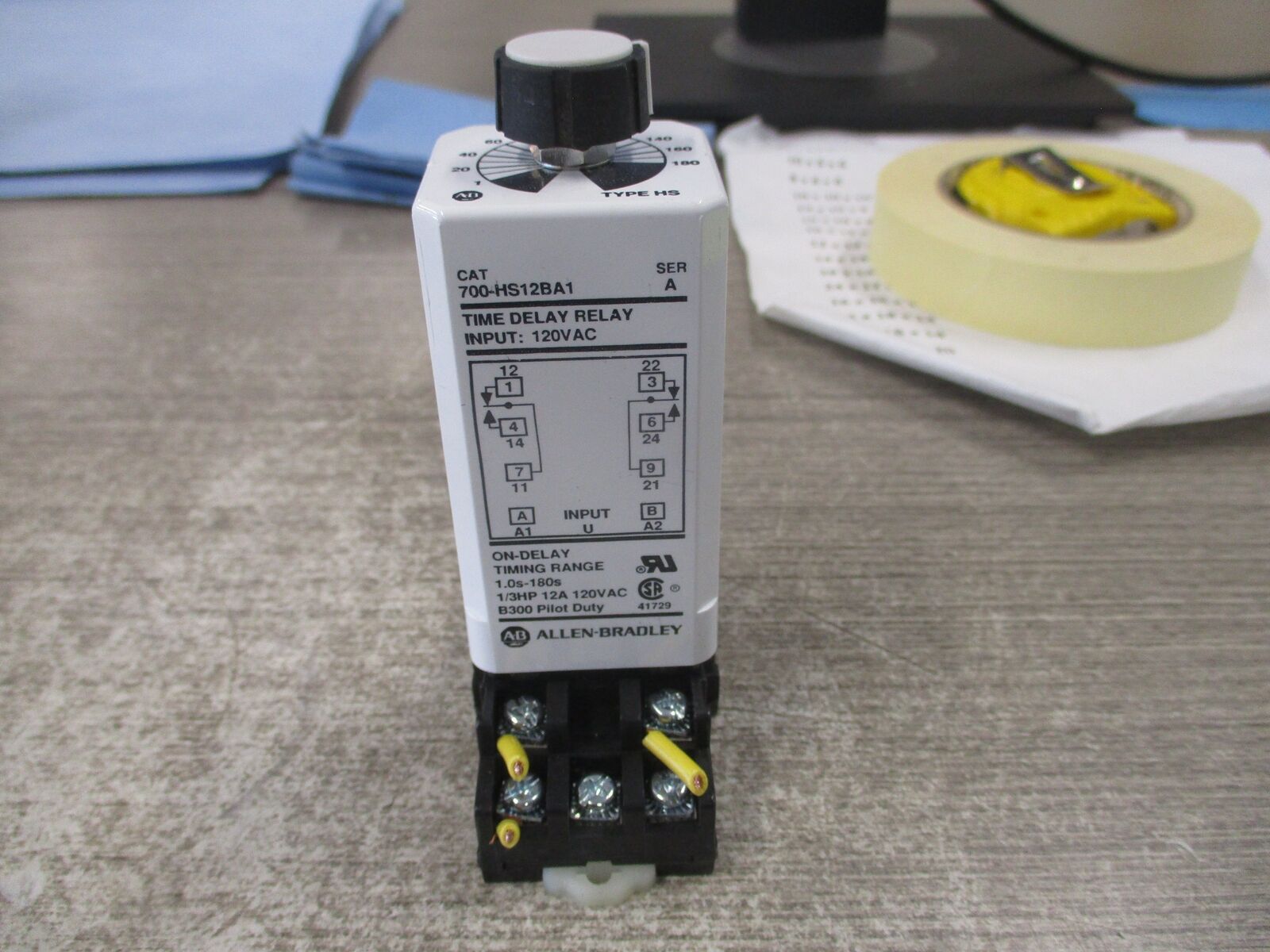 Allen-Bradley Time Delay Relay 700-HS12BA1 Ser. A Range: 1.0-180 sec On-Delay W/
