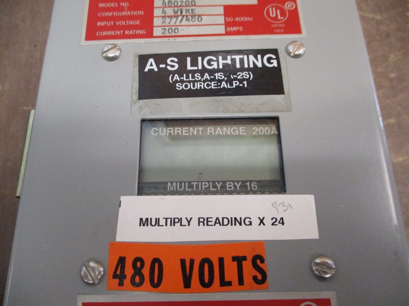 E-Mon AC Kilowatthour Meter 480200 200A 277/480V 4W Used