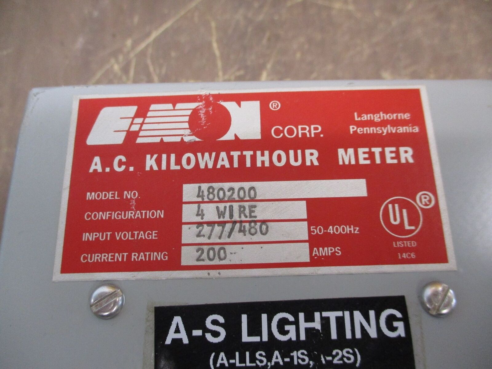 E-Mon AC Kilowatthour Meter 480200 200A 277/480V 4W Used
