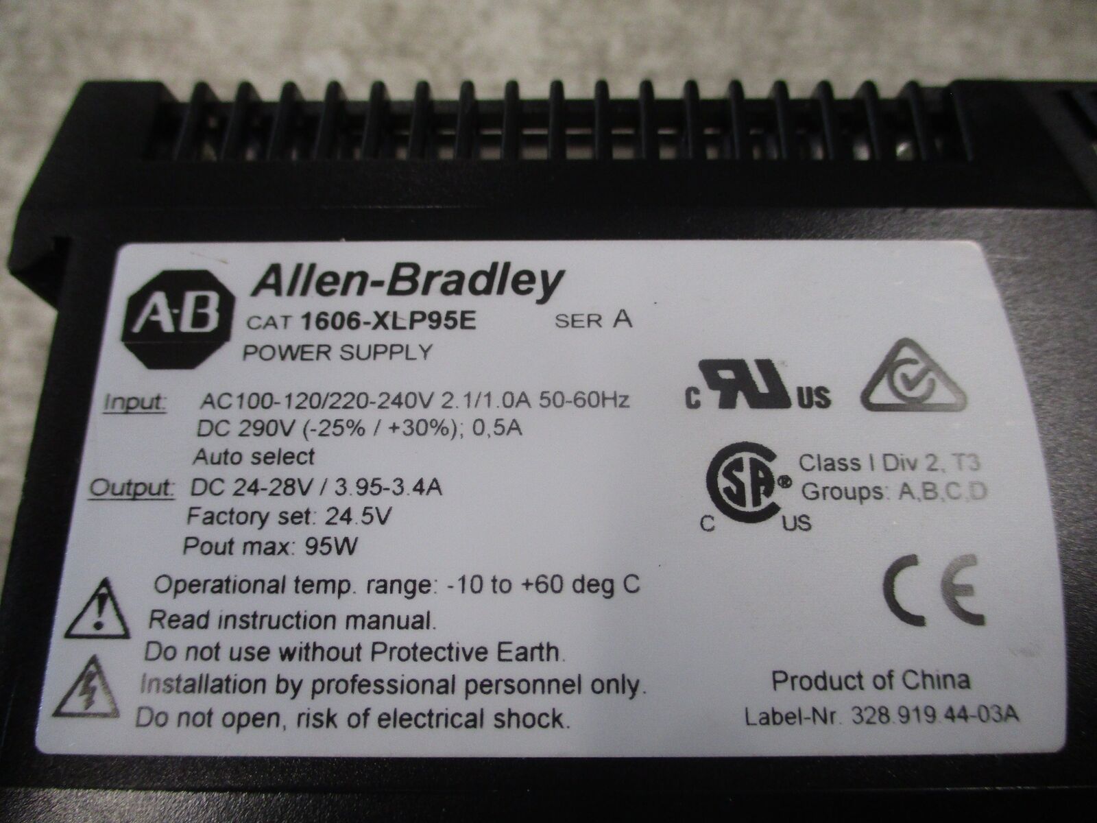 Allen-Bradley Power Supply 1606-XLP95E Ser. A 95W Input: 100-120/220-240V / 2.1/