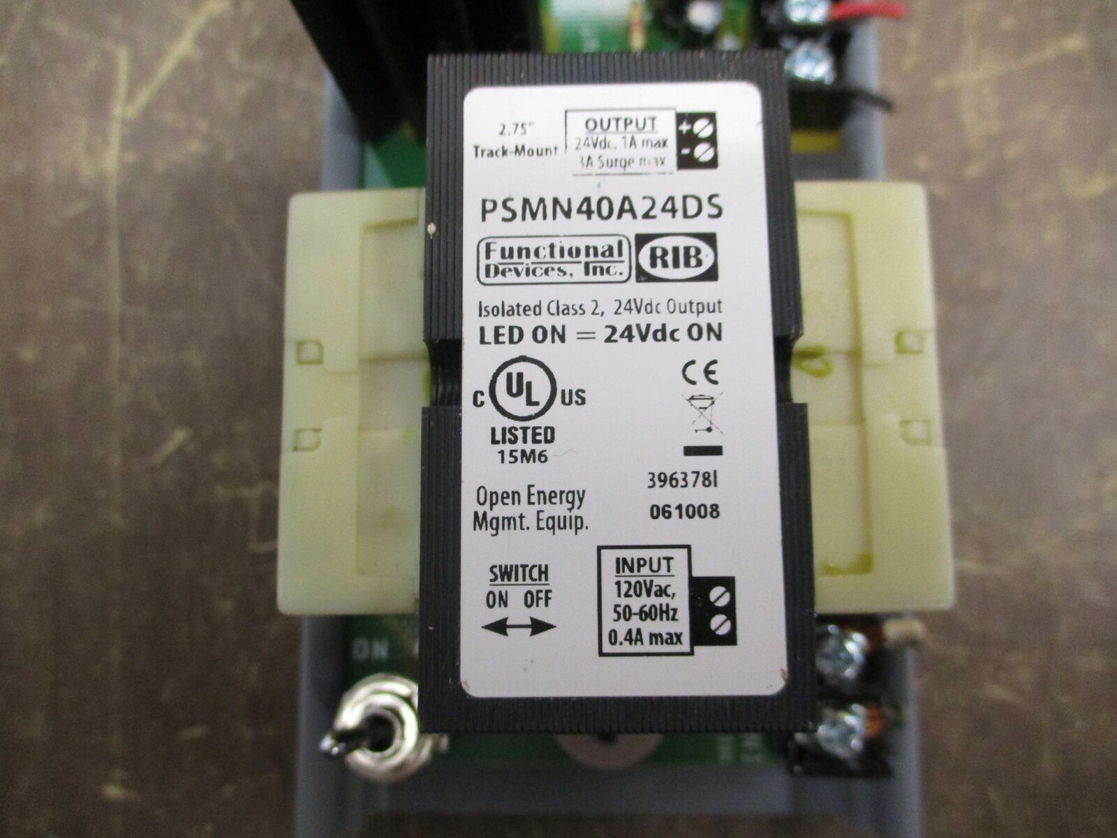 Functional Devices RIB Power Supply PSMN40A24DS w/ Mounting Track Used