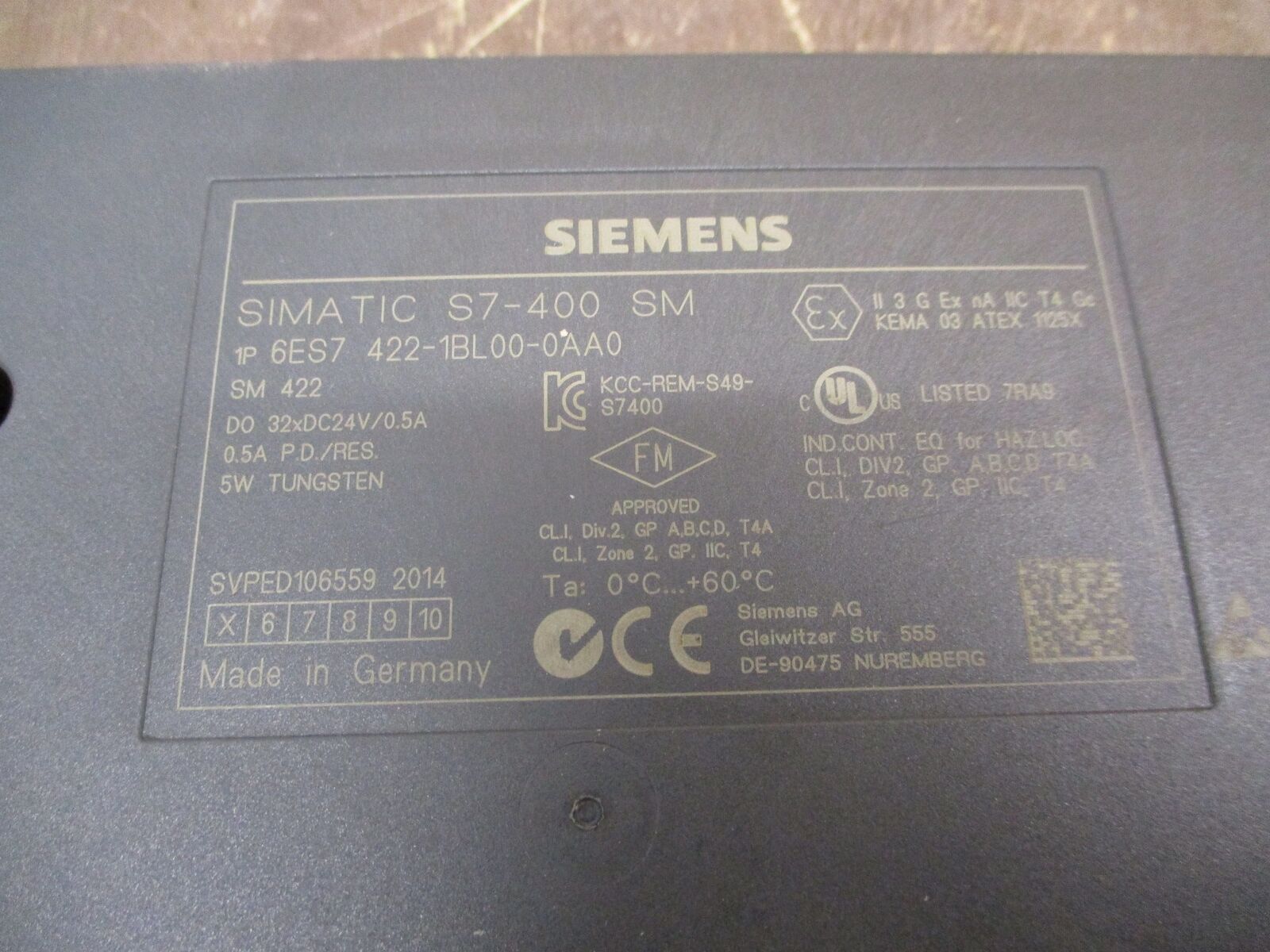 Siemens Simatic S7-400 SM Digital Output Module 6ES7 422-1BL00-0AA0 24VDC 32X