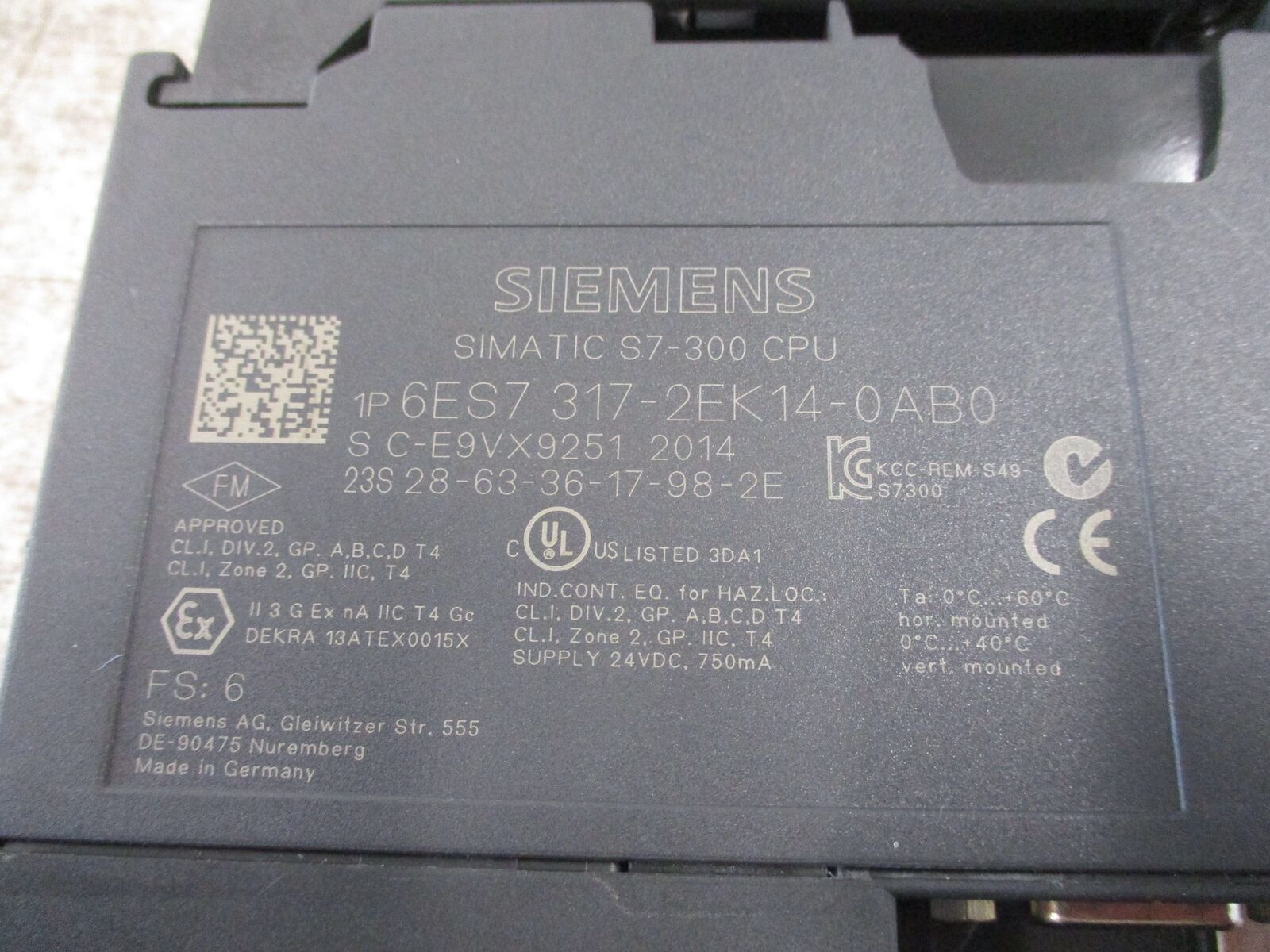 Siemens Simatic S7-300 CPU Module 6ES7 317-2EK14-0AB0 Used