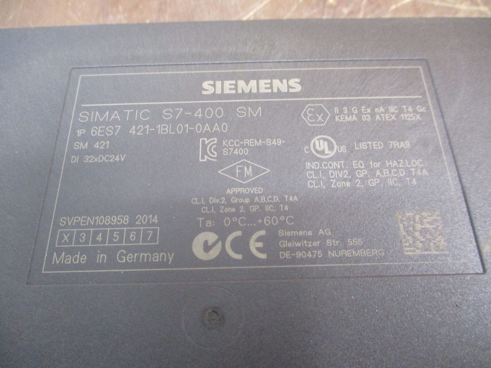 Siemens Simatic S7-400 SM Digital Input Module 6ES7 421-1BL01-0AA0 24VDC 32X