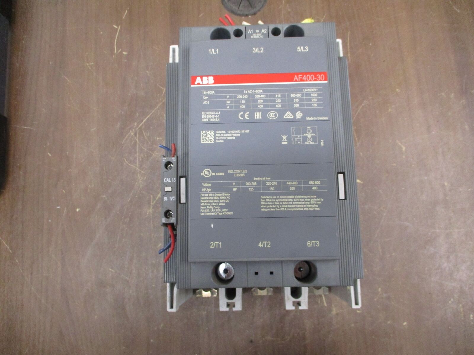 ABB Contactor AF400-30 600V 550A 100-250V AC/DC Coil Used