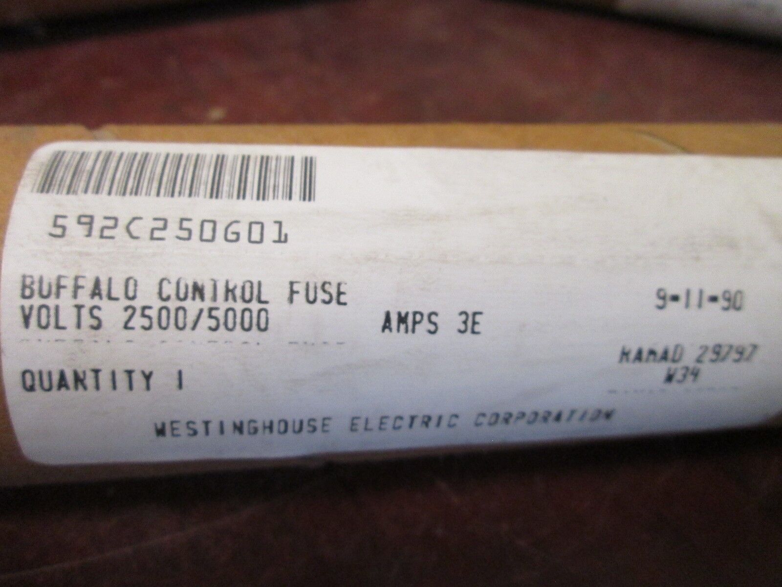 Westinghouse Buffalo Control Fuse 592C250G01 2500/5000V 3E Amp New Surplus