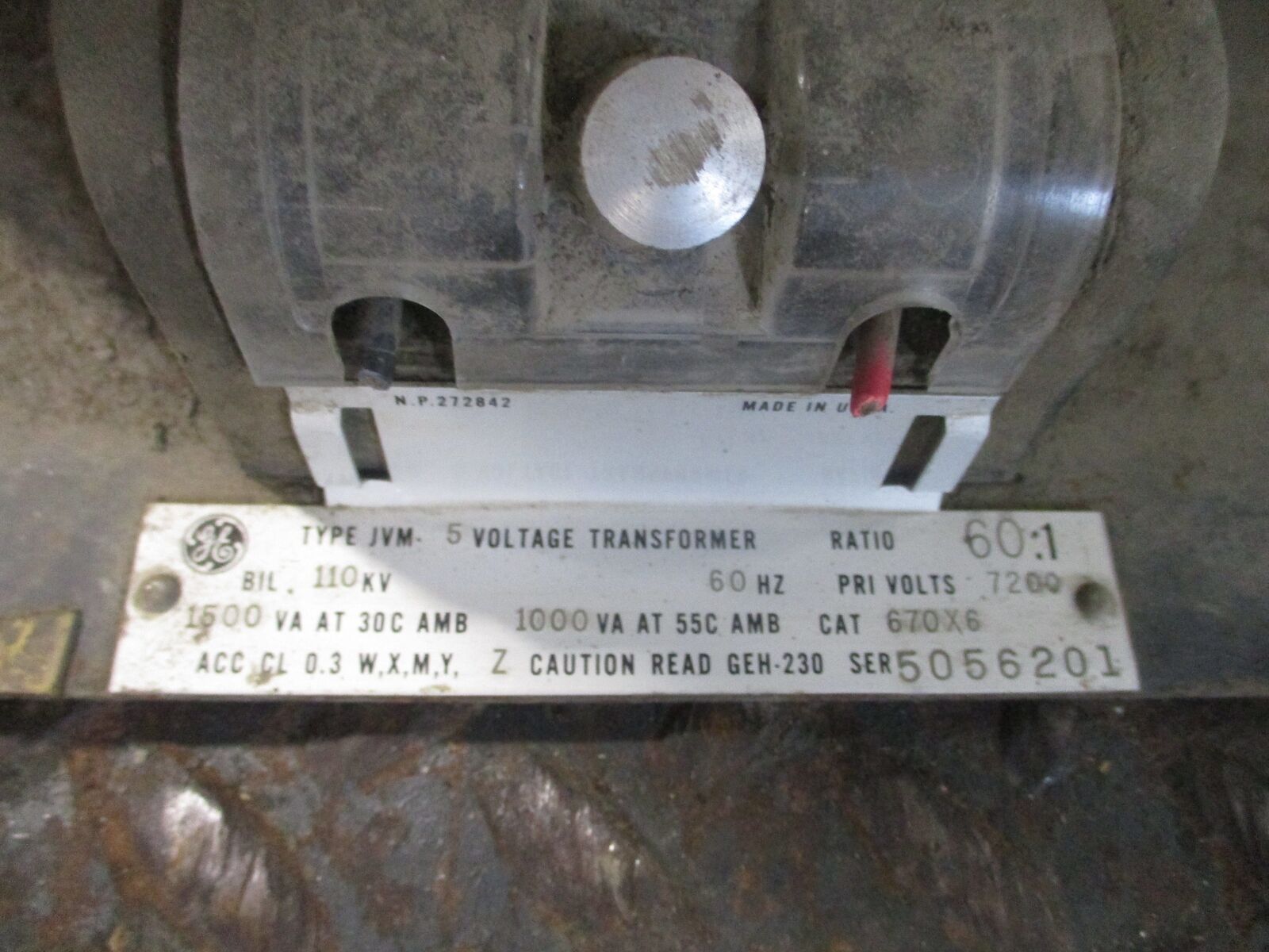 GE Type JVM-5 Voltage Transformer 670X6 Ratio 60:1 Pri: 7200V Used